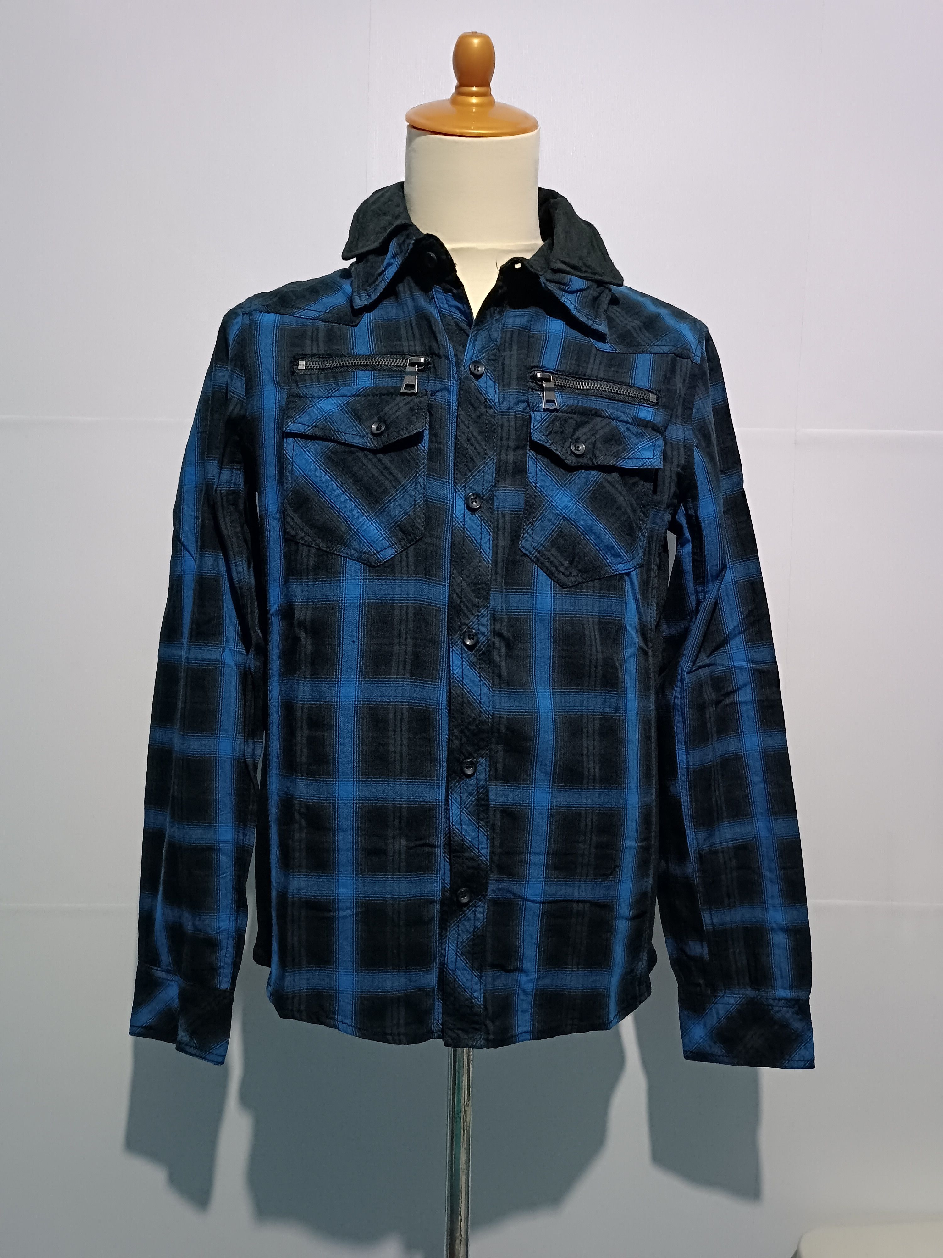 In The Attic × Japanese Brand In The Attic Black and Blue Checkered Double Layer Shirt Size US M / EU 48-50 / 2 - 1 Thumbnail