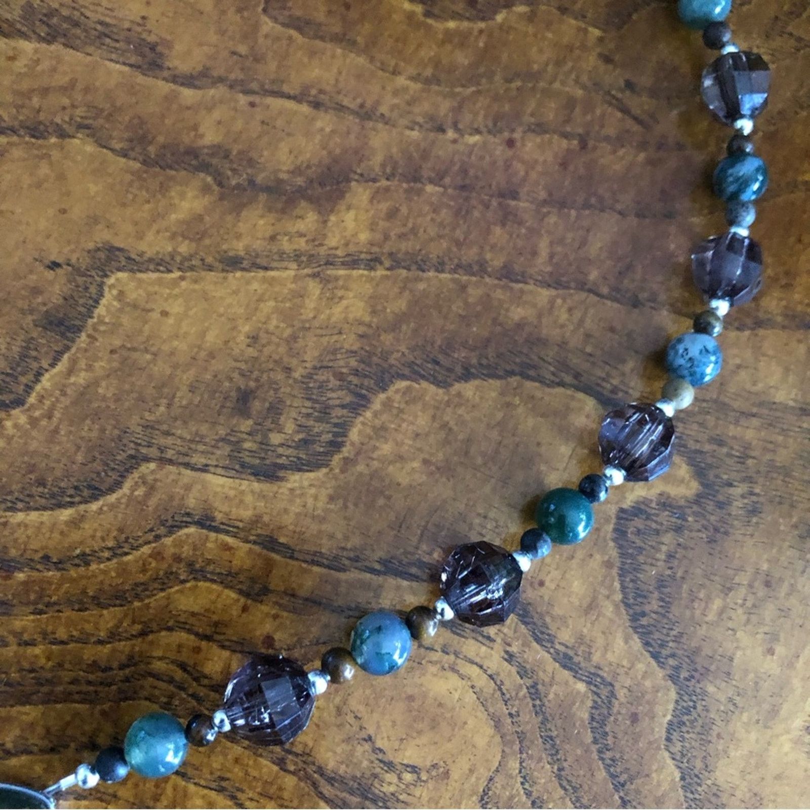 Handmade Handcrafted faceted pendant agate and jasper stone necklac Size ONE SIZE - 10 Thumbnail