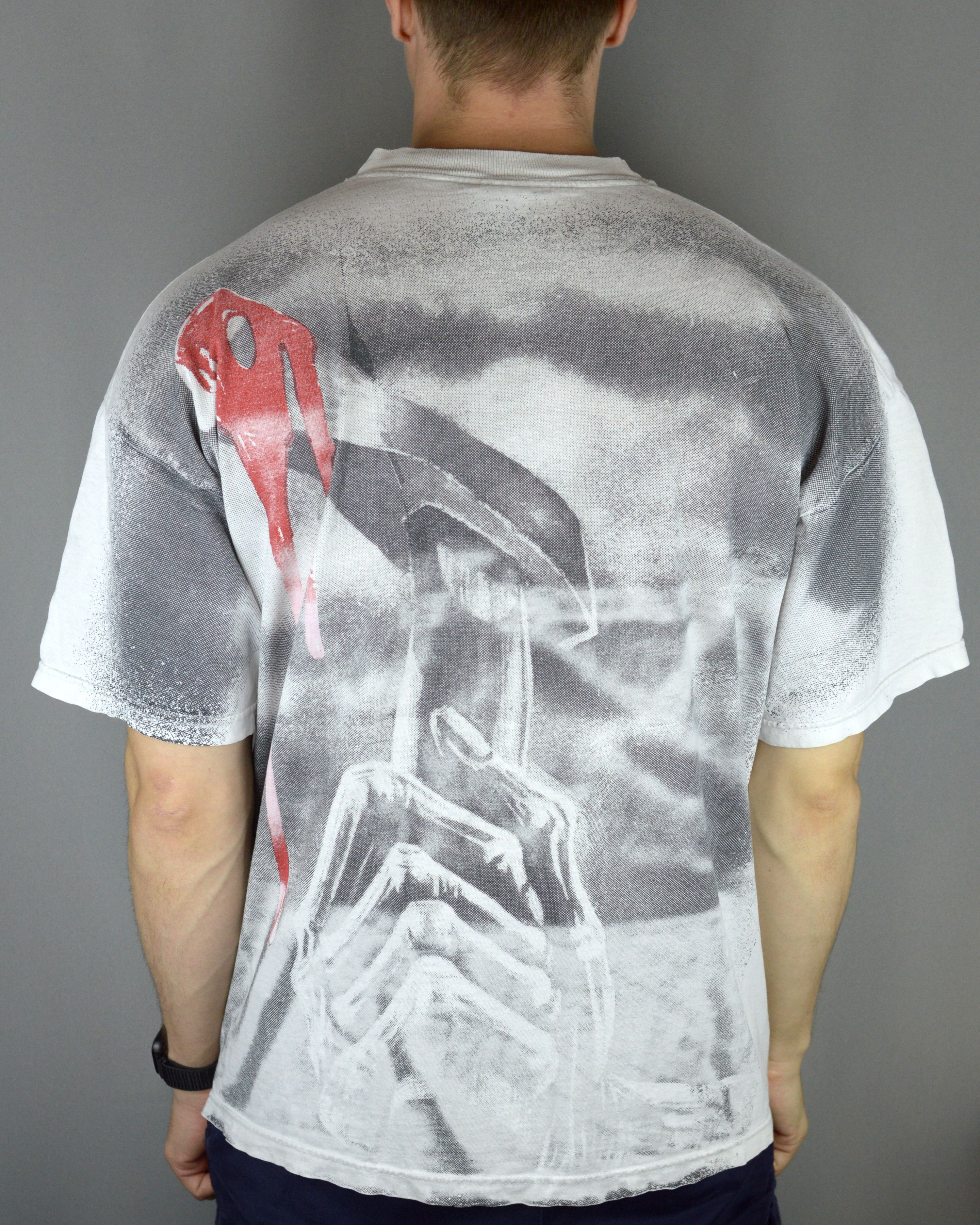 Iron Maiden × Vintage Vintage Iron Maiden Eddie All Over Print 90s t shirt Size US XL / EU 56 / 4 - 2 Thumbnail