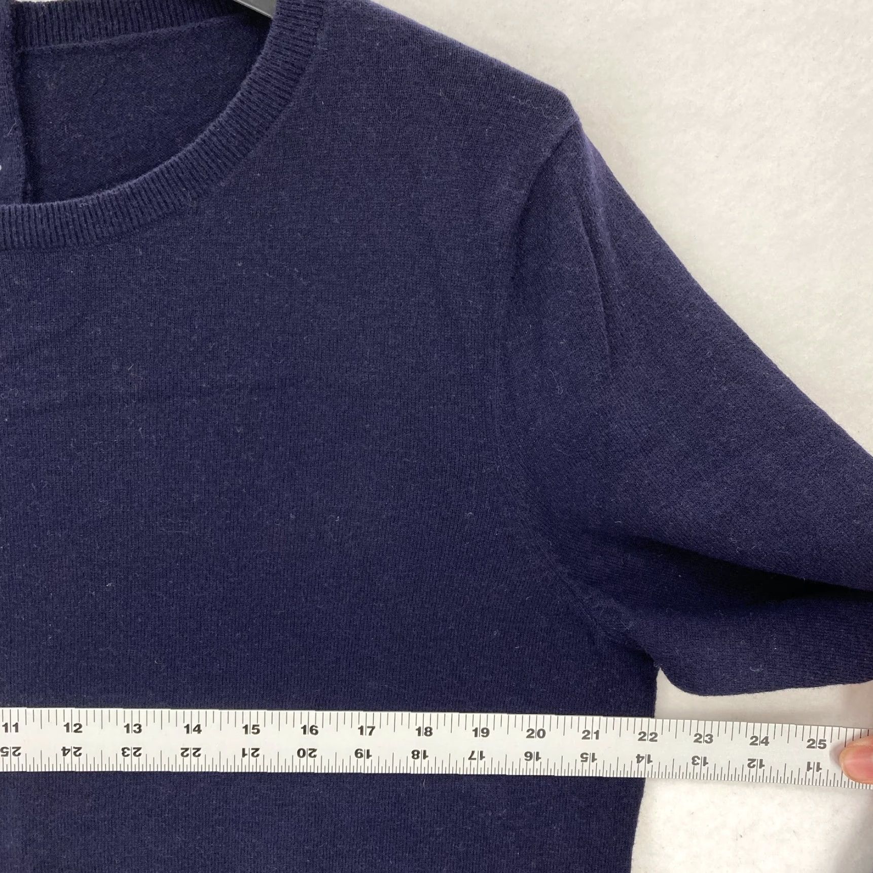 Talbots Talbots Navy Lambswool Blend Pullover Sweater Women's XL Ruffle Cuff Crew Neck Pullover Size XL / US 12-14 / IT 48-50 - 6 Thumbnail