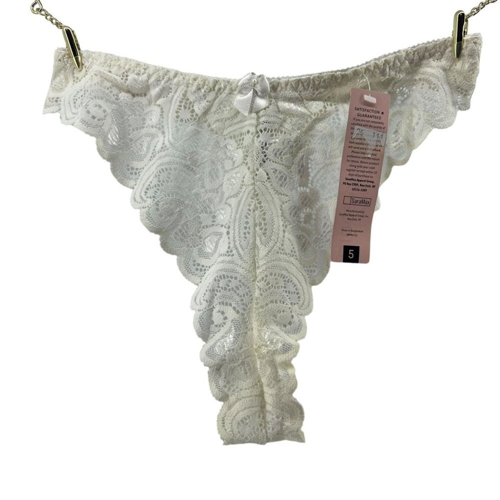 Vintage Vintage Secret Treasure Lace Front Satin Back Thong Womens 5 Size ONE SIZE - 1 Thumbnail