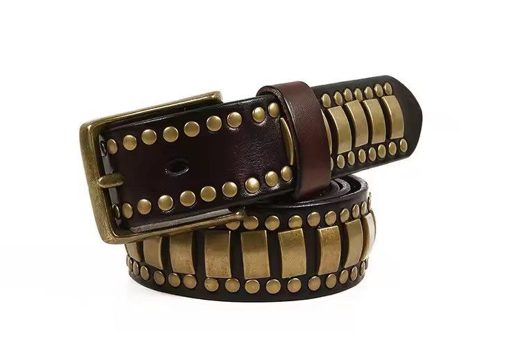 Japanese Brand 105 cmOutdoor retro punk rock studded leather belt Size ONE SIZE - 1 Thumbnail