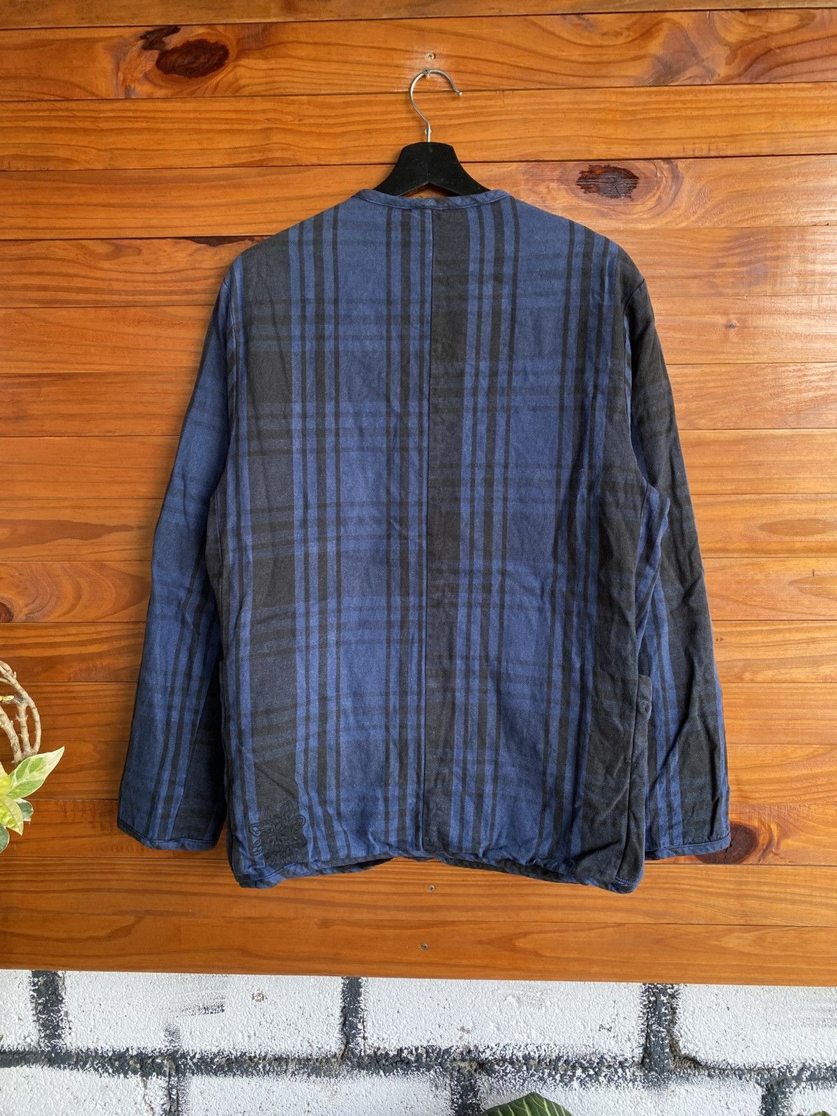Japanese Brand Tokyo Hemp Connection Blue Plaid Lined Jacket Avant Garde Size US M / EU 48-50 / 2 - 9 Thumbnail