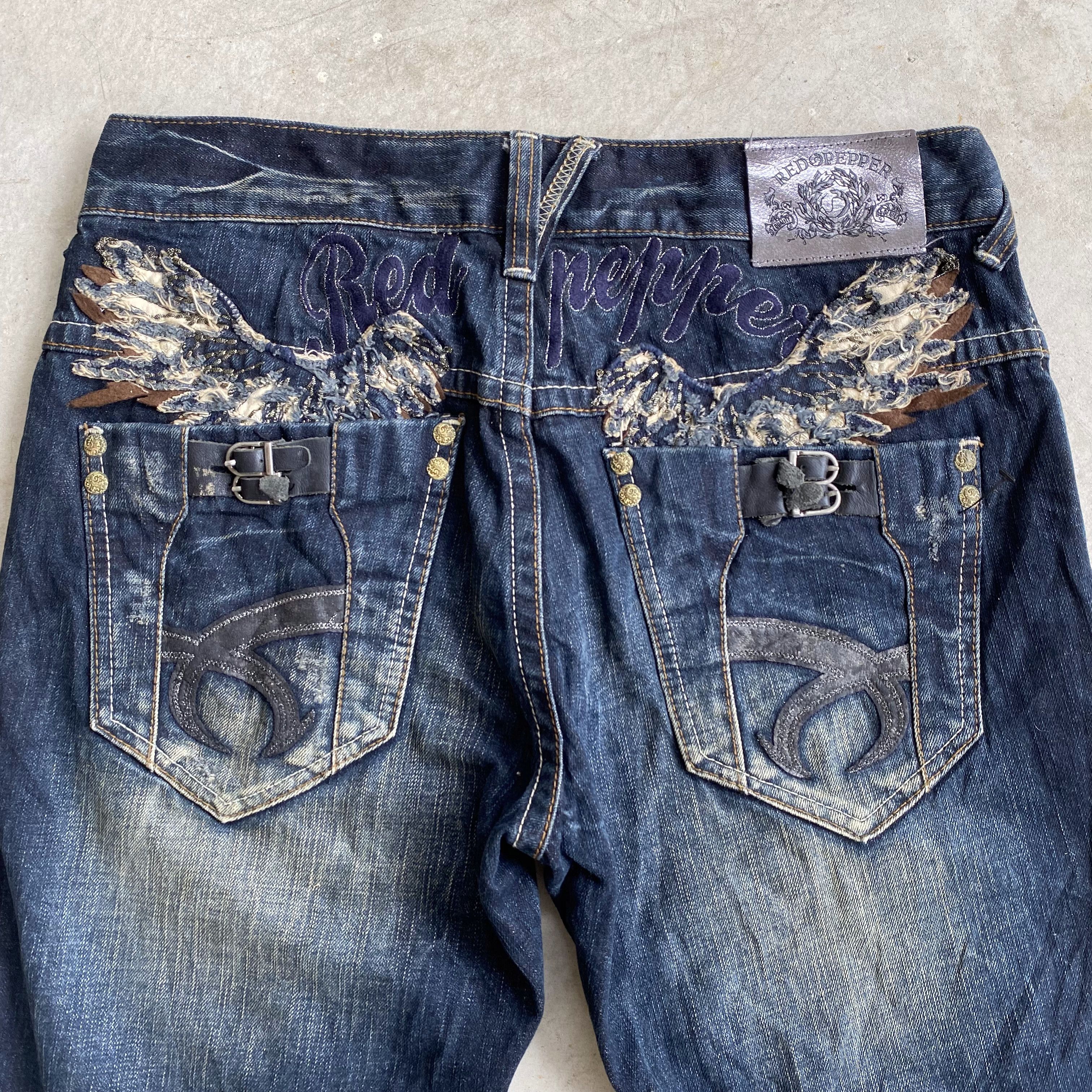 Vintage 90s Vintage Red Pepper Feather Wing Mudwash Jeans Size US 32 / EU 48 - 7 Thumbnail
