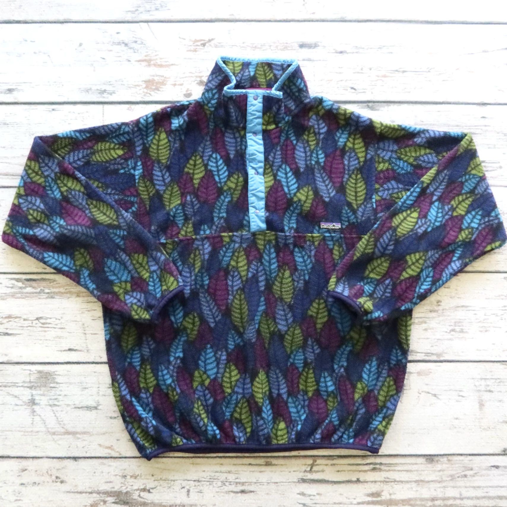Patagonia Vintage Patagonia Snap-T Fleece Leaf Pattern Pullover XS XL Blue USA 10204 Mens Size US XL / EU 56 / 4 - 2 Thumbnail