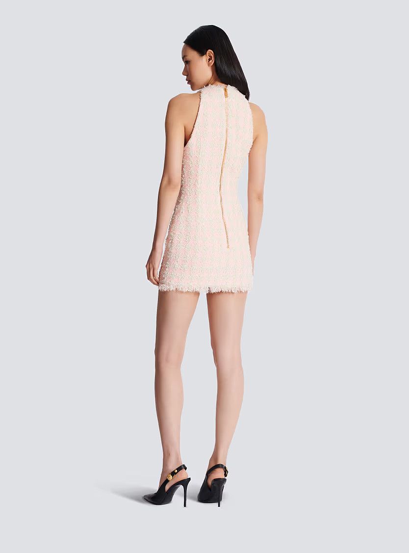 Balmain o1s1wg111225 Tweed Short Dress in Pink Size M / US 6-8 / IT 42-44 - 6 Thumbnail