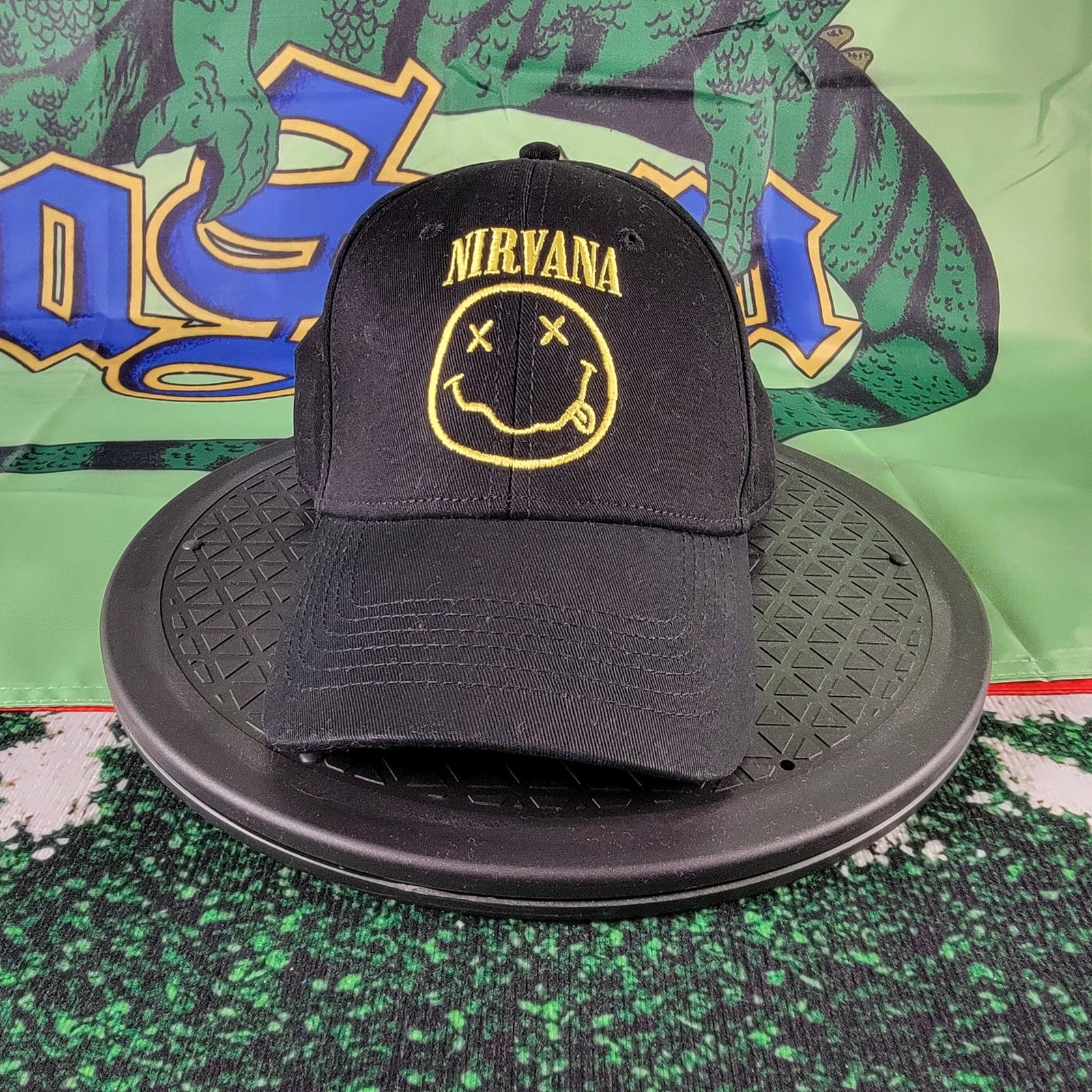 Nirvana Nirvana Cap Black w Yellow Smiley Face Logo OSFA Size ONE SIZE - 1 Thumbnail