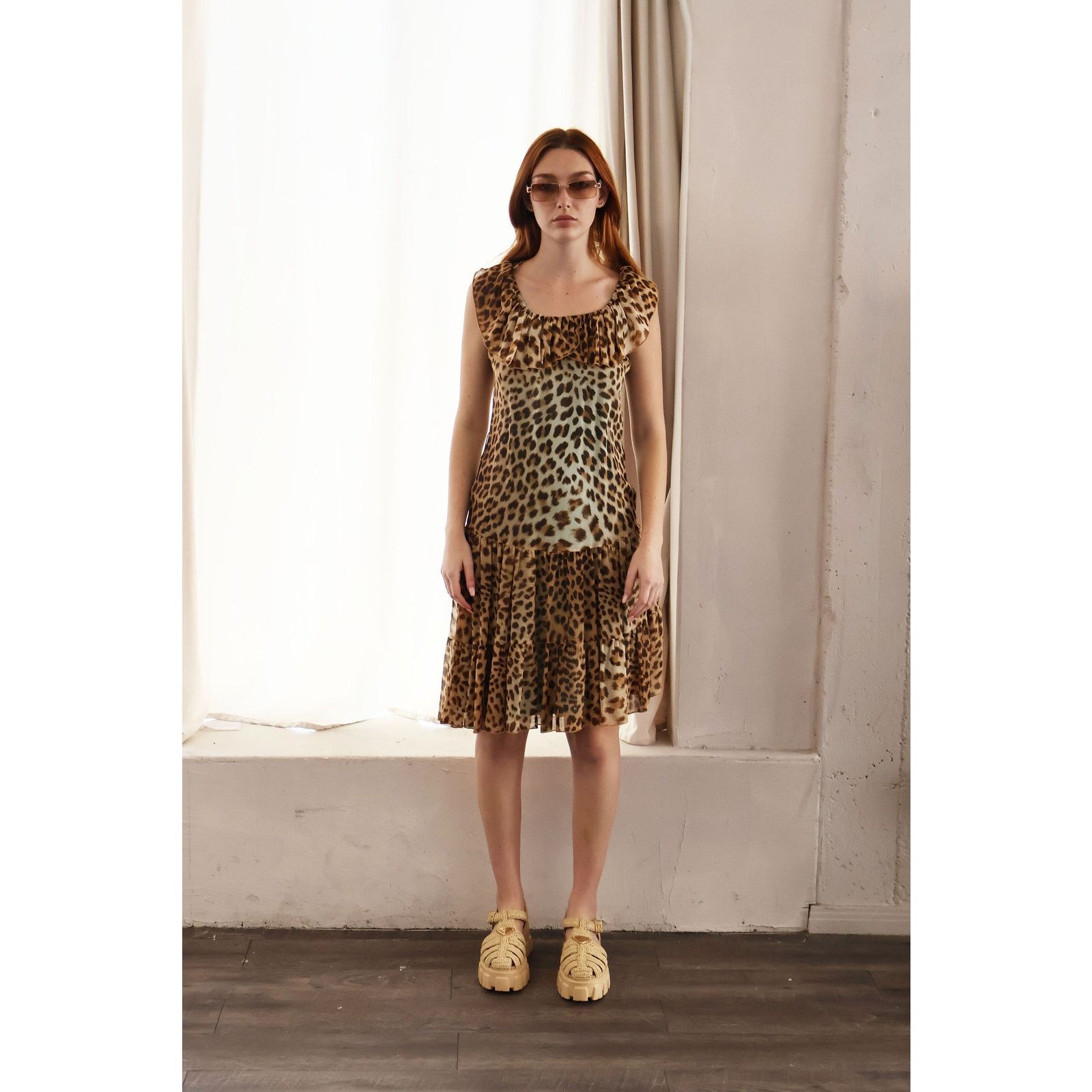 Blumarine Vintage BLUMARINE Y2K Silk Chiffon Leopard Print Dress Size XS / US 0-2 / IT 36-38 - 2 Thumbnail