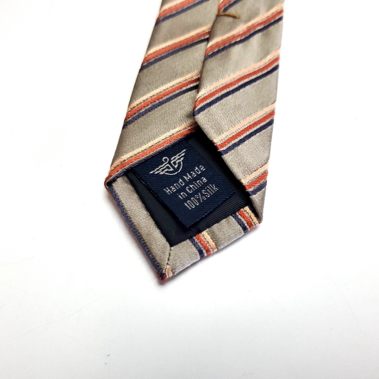 Dockers Dockers Beige Peach Striped Woven Silk Tie Size ONE SIZE - 5 Thumbnail