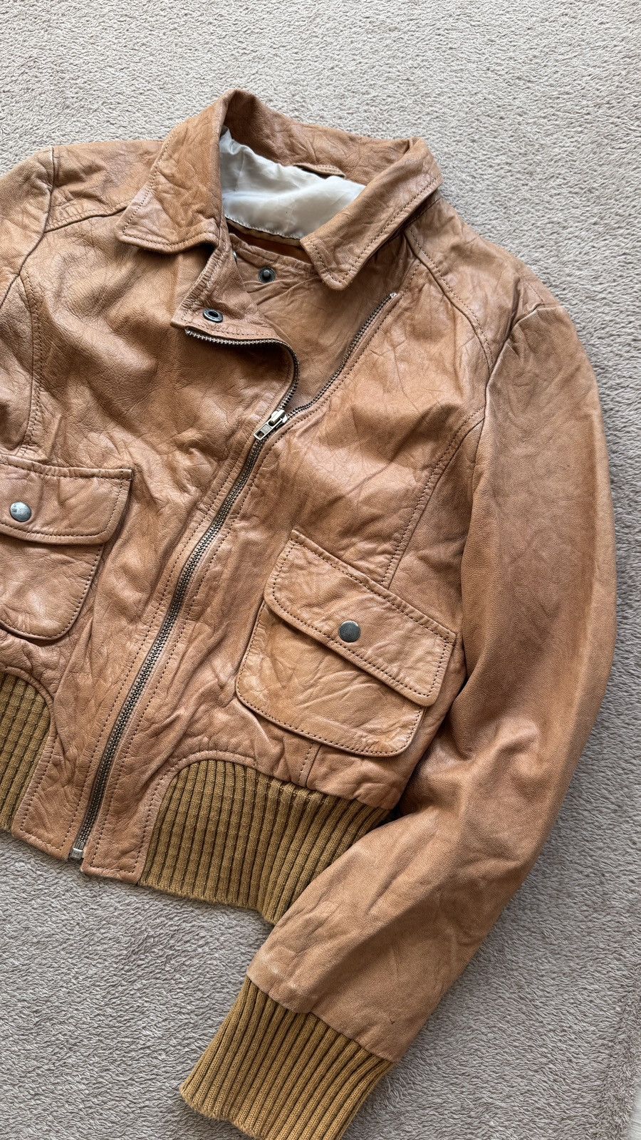 Genuine Leather Y2K Vintage Moto Biker Leather Jacket Gucci Miu Miu style Size XL / US 12-14 / IT 48-50 - 5 Thumbnail