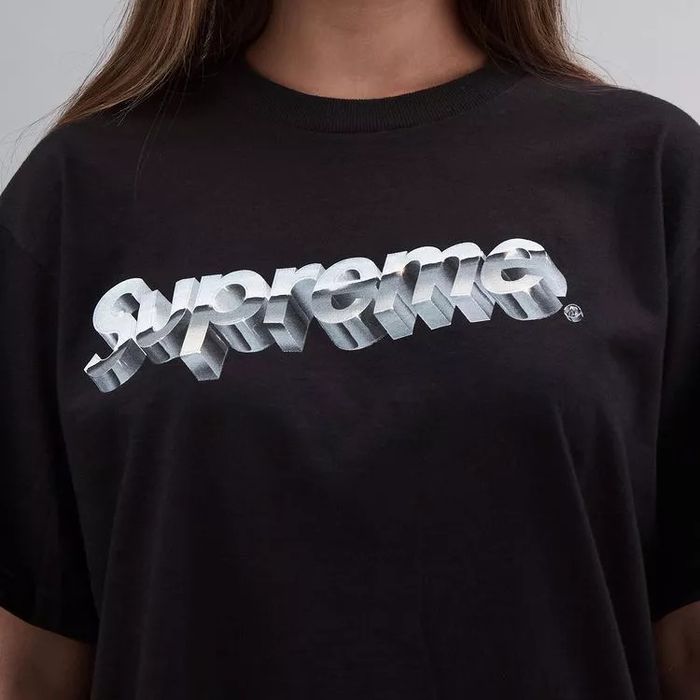 Supreme Supreme Chrome Logo Tee Black Large | Grailed