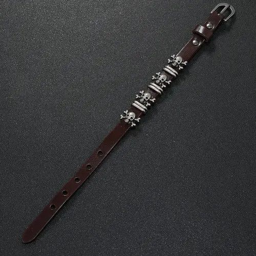 Japanese Brand × Leather Gothic Punk Skull Leather Bracelet Size ONE SIZE - 3 Thumbnail