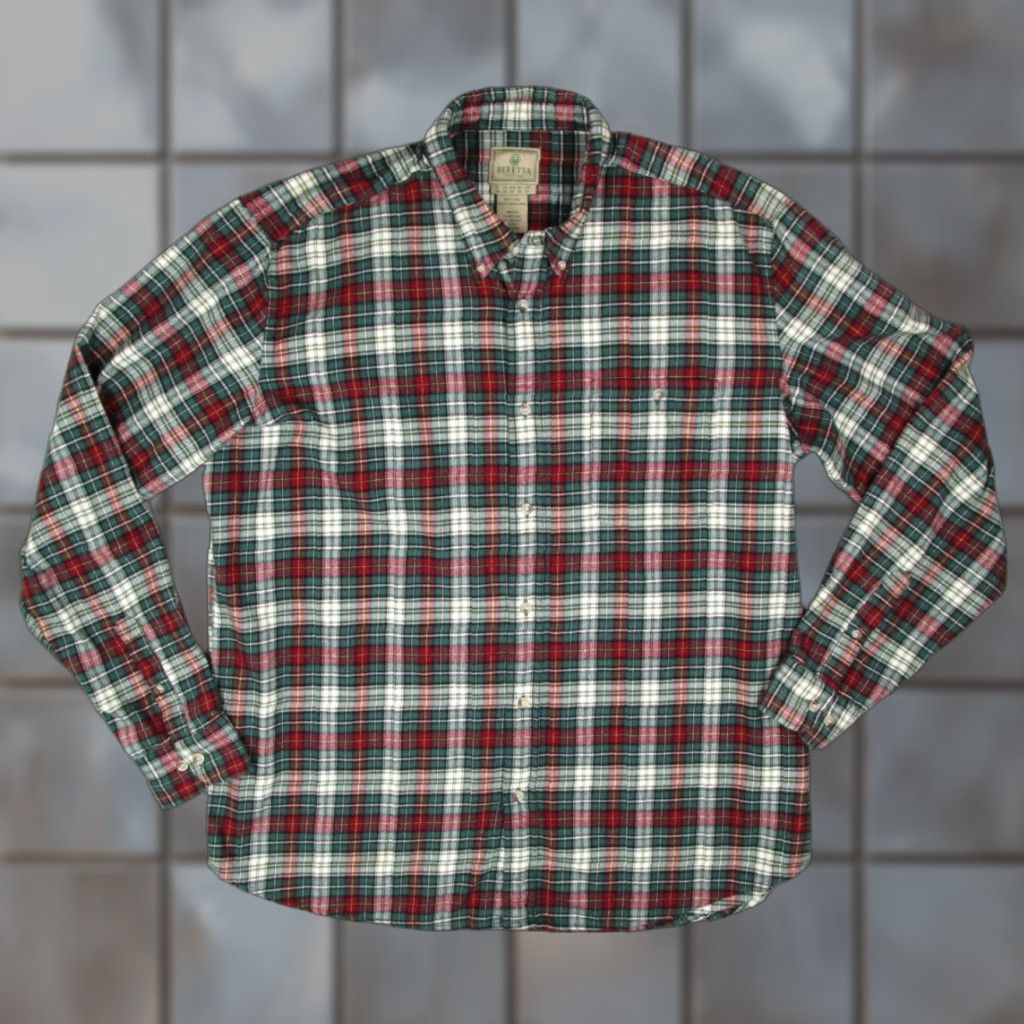 Vintage Beretta Shirt Mens 2XL Green Plaid Flannel Button Up Long Sleeve Size US XXL / EU 58 / 5 - 1 Thumbnail