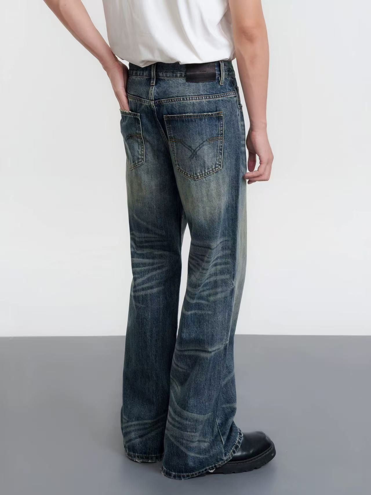 Japanese Brand American retro washed distressed whiskered straight jeans Size US 32 / EU 48 - 5 Thumbnail