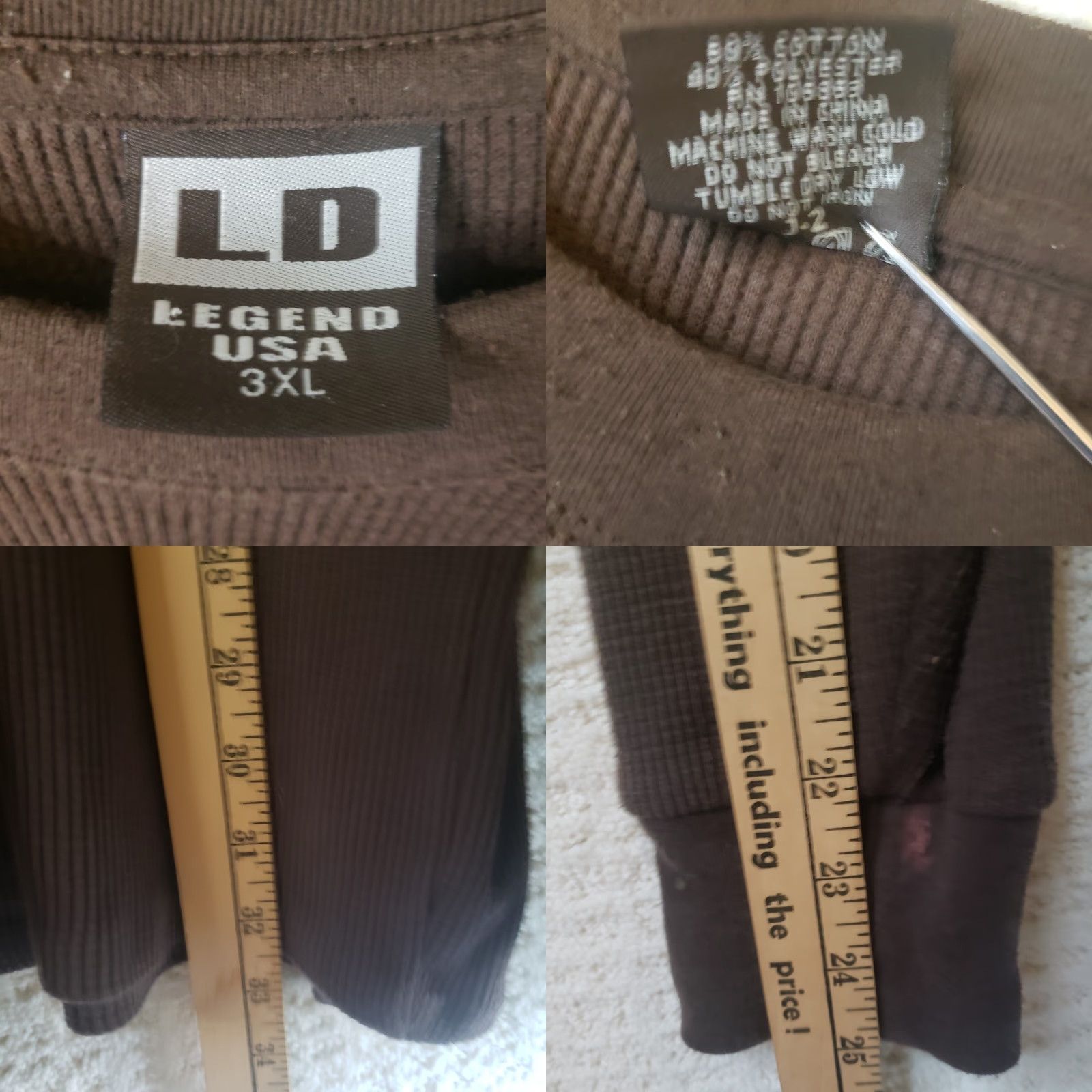 Vintage LD Legend USA Thermal Waffle Knit LS Tee Pullover Shirt Brown 3XL Mens Crew Neck Long Sleeve Moistu re Wicking Winter Fall Outdoor Warmth Size US XXL / EU 58 / 5 - 8 Thumbnail