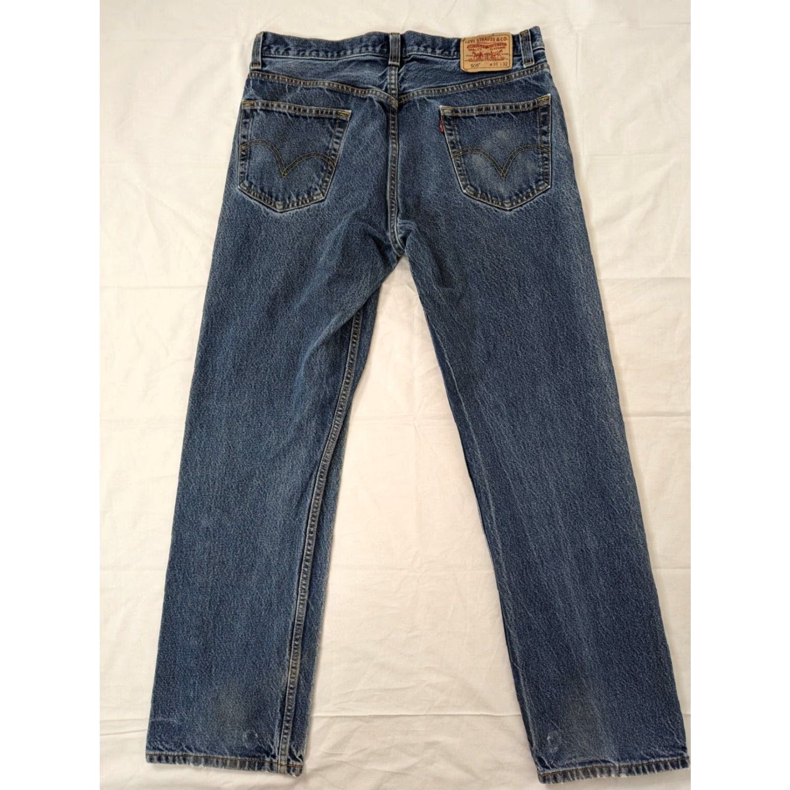Levi's Levi's 505 Jeans Size 36x32 Medium Wash Regular Fit Distressed Denim 2000s M5M Mens Jeans Size US 36 / EU 52 - 2 Thumbnail