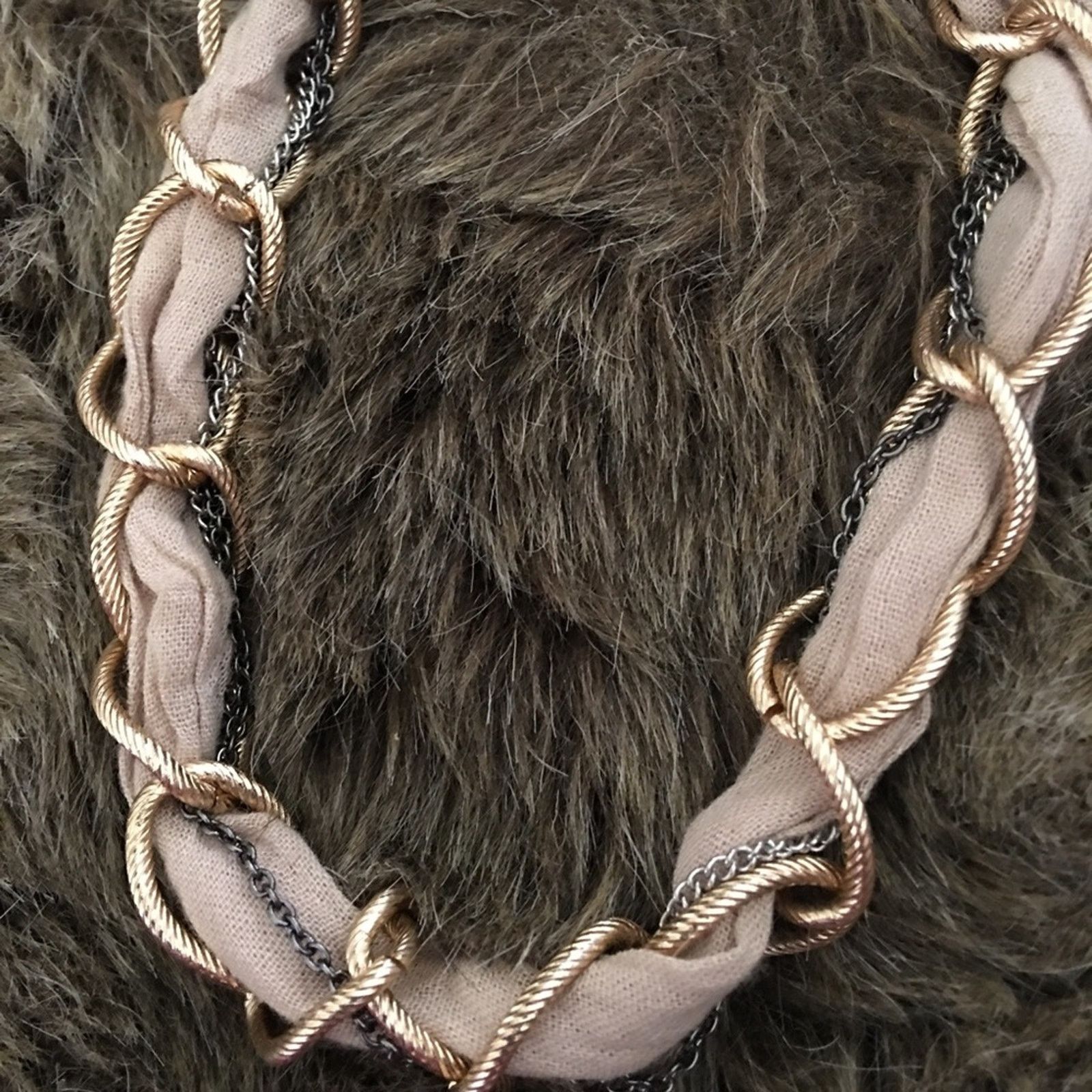 Vintage Vintage braided chain and fabric choker necklace Size ONE SIZE - 6 Thumbnail