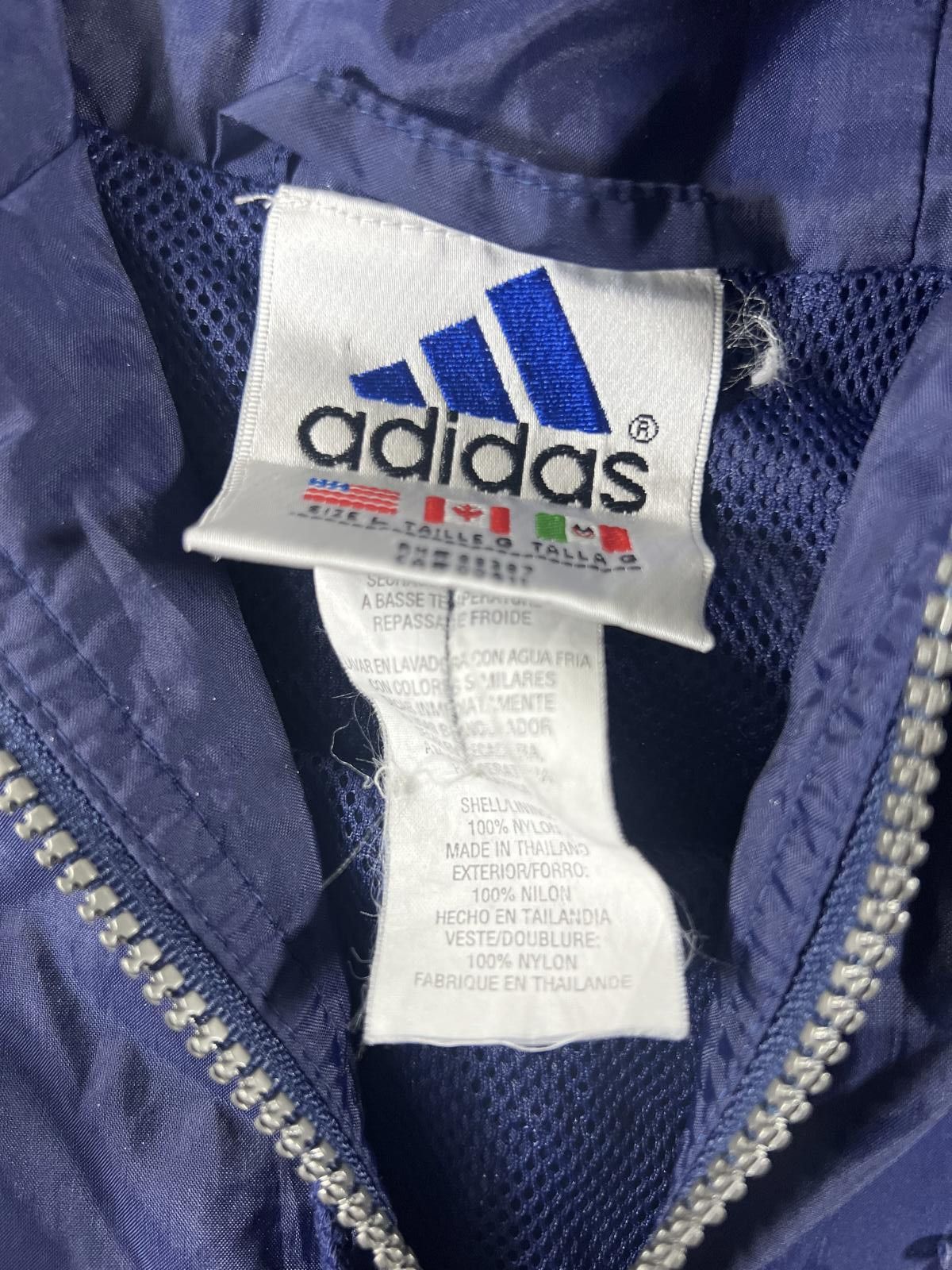 Adidas Adidas Navy Blue Windbreaker Jacket with Hood Stripes L Size US L / EU 52-54 / 3 - 6 Thumbnail