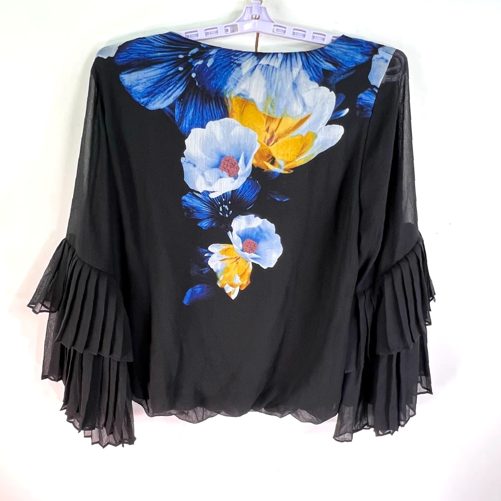 Alfani Alfani Black Floral Print Blouse Top Women's Plus Size 2X Pleated Pullover Size XXL / US 16-18 / IT 52-54 - 4 Thumbnail
