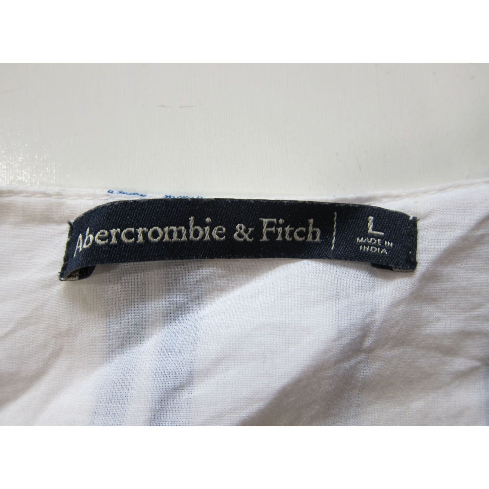 Abercrombie & Fitch Abercrombie & Fitch 100% Cotton Blue White Stripe V-Neck Blouse Large Women Shirt Blues 100% Cotton Stripe V-Neck Ruffle Blouse Large Womens Size L / US 10 / IT 46 - 4 Thumbnail