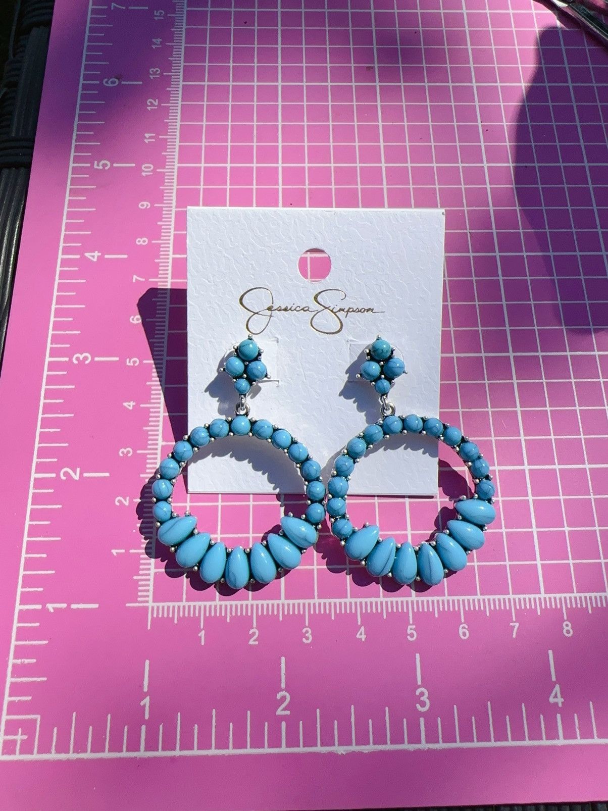 Jessica Simpson Jessica Simpson earrings blue beads silver tone Size ONE SIZE - 2 Thumbnail