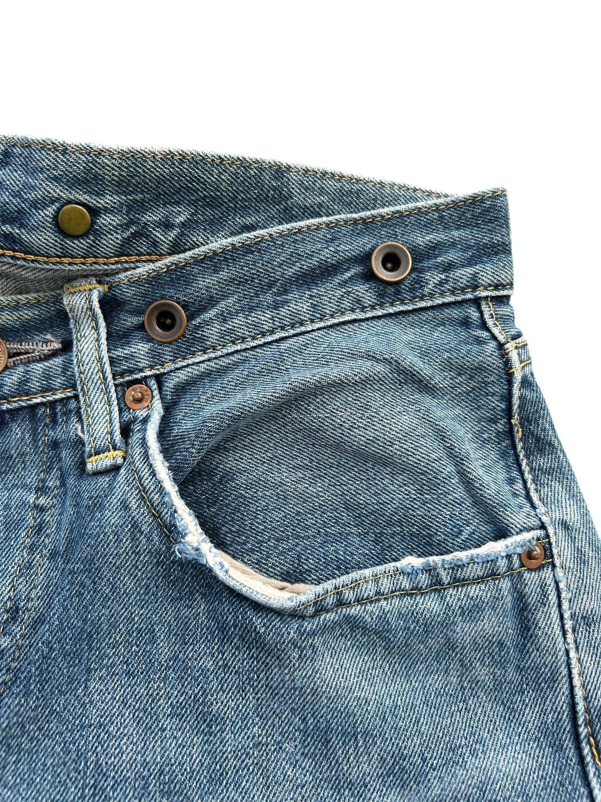 Japanese Brand × Kapital × Vintage Edwin Selvedge Buckle Back Distressed Denim Jeans Size US 29 - 7 Thumbnail