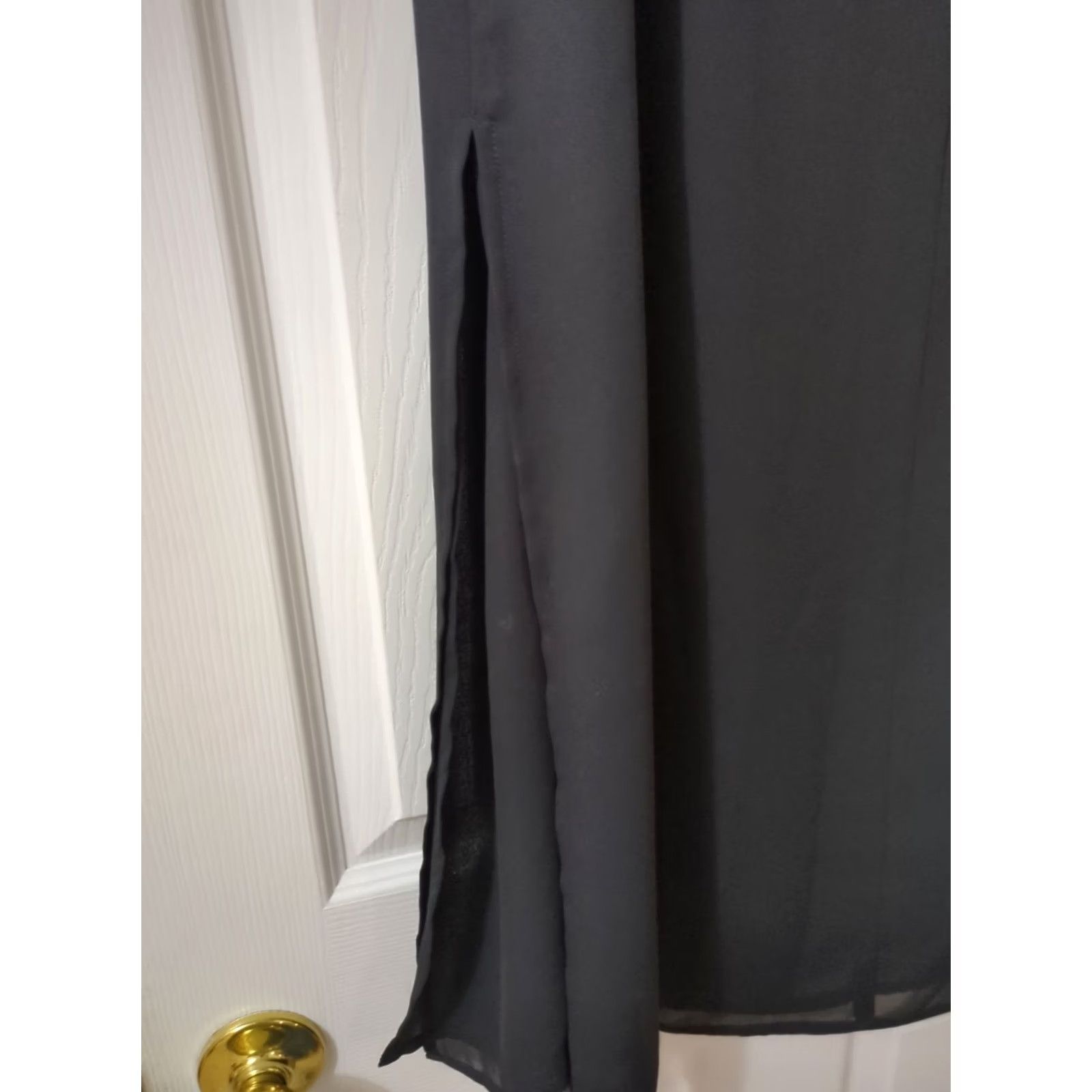 Vintage First Issue Skirt Womens 12 Black Long Side Zip Embroidery Flowers Size 34" / US 12 / IT 48 - 4 Thumbnail