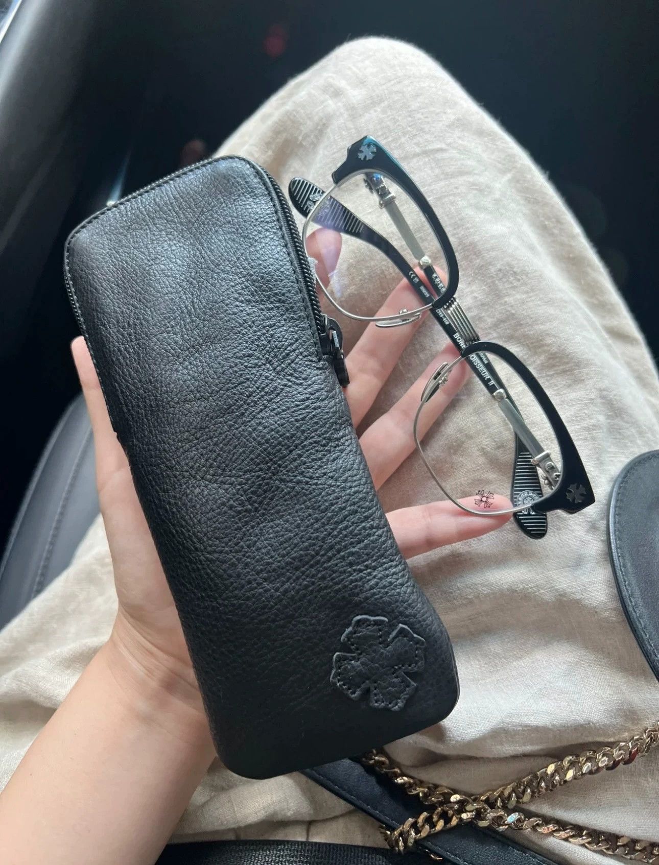 Chrome Hearts Chrome Hearts Cross-Patterned Leather Glasses Case - Brand Size ONE SIZE - 6 Thumbnail