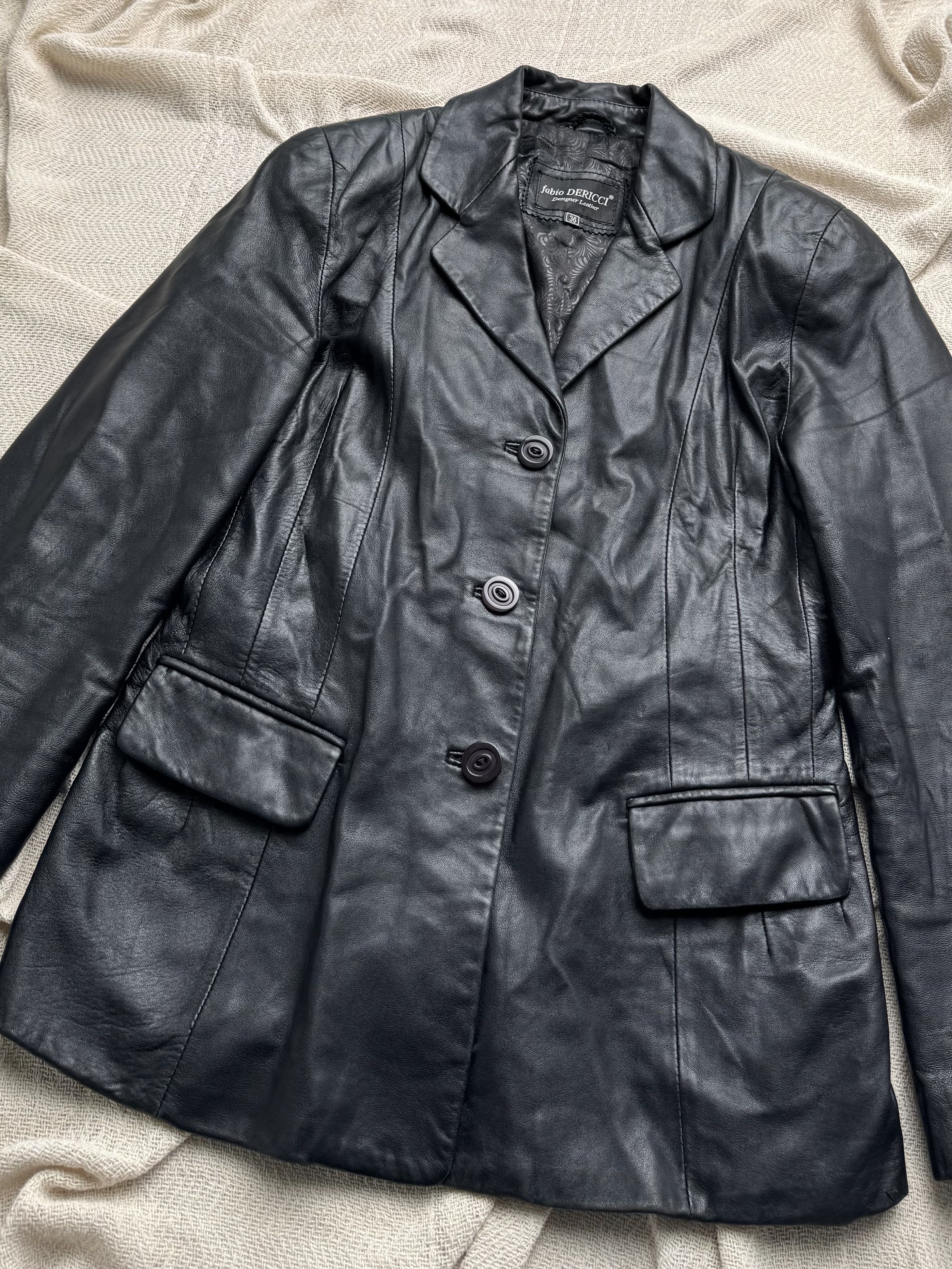Vintage Vintage Leather Blazer Jacket Button Front Tailored Classic Size M / US 6-8 / IT 42-44 - 2 Thumbnail