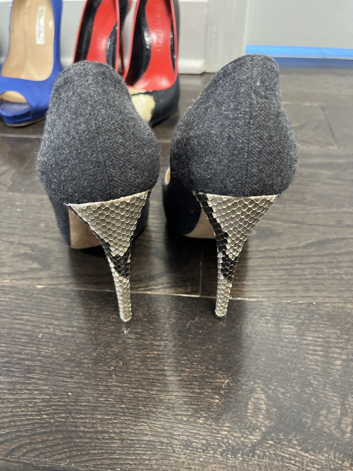 Alexandre Birman Alexandre Birman Wool Heels with Snakeskin Heel Size US 9 / IT 39 - 4 Thumbnail