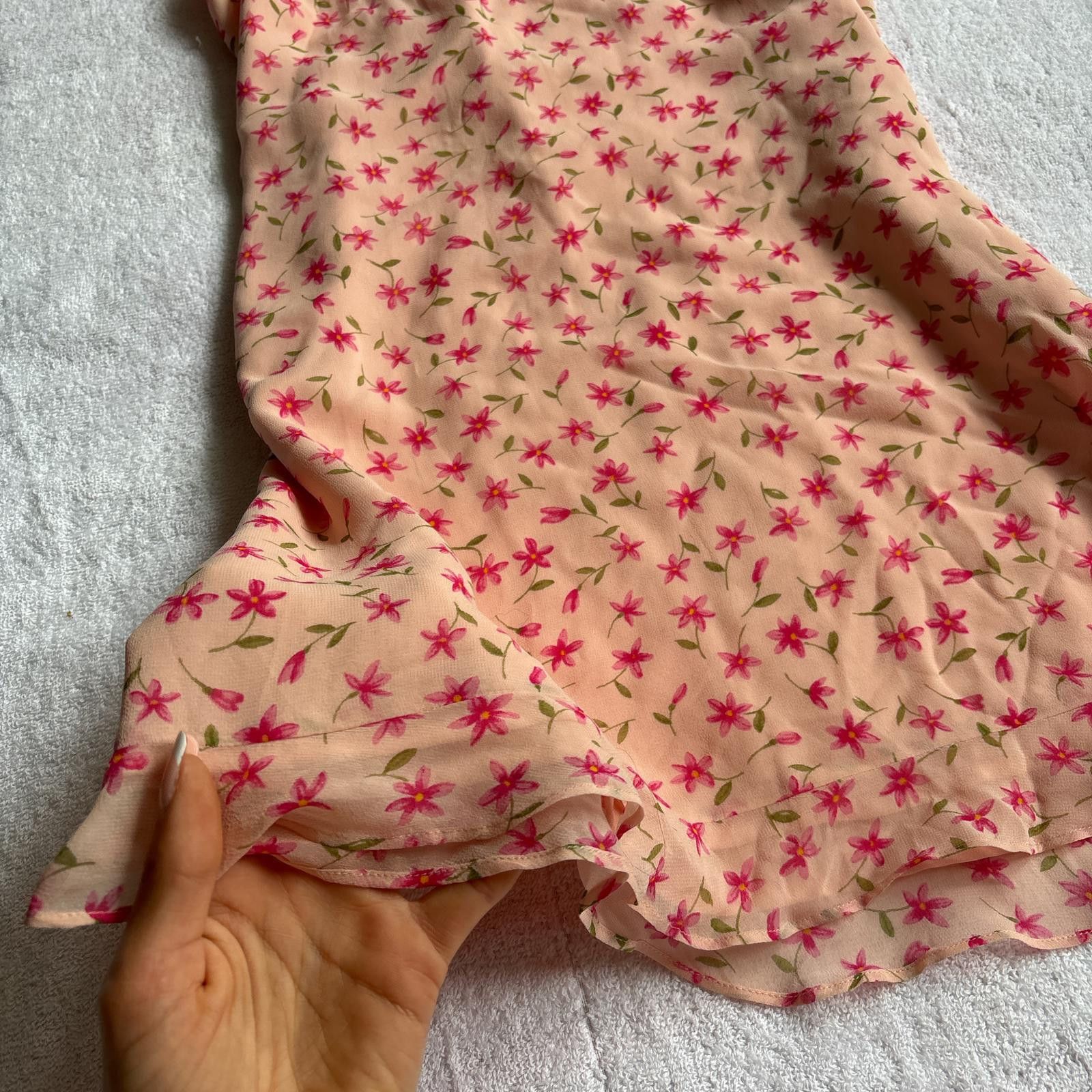 Other vintage 100% silk floral pink midi skirt Size 34" / US 12 / IT 48 - 2 Thumbnail