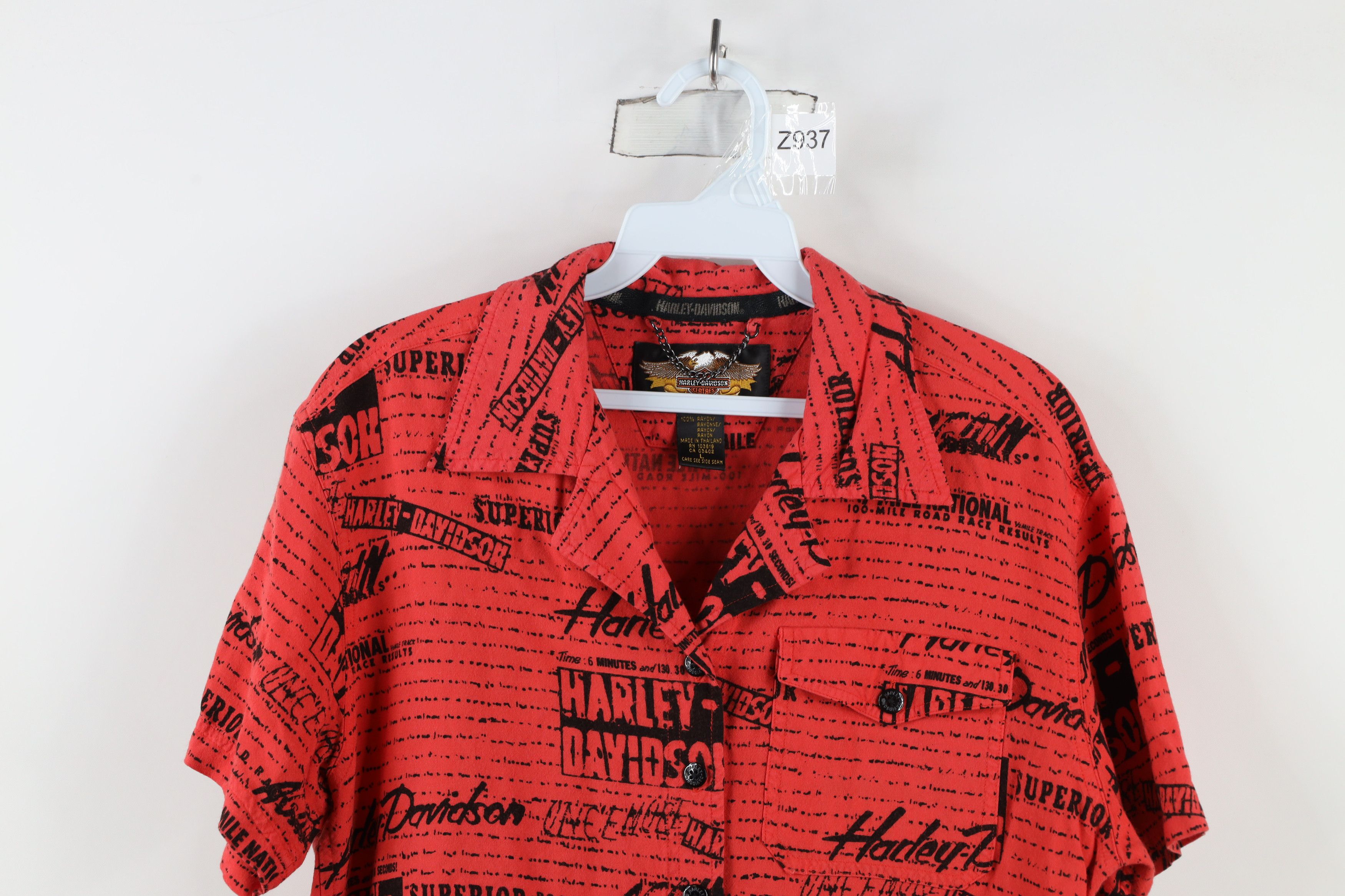 Harley Davidson × Vintage Vintage Y2K Harley Davidson All Over Print Button Shirt Size L / US 10 / IT 46 - 2 Thumbnail