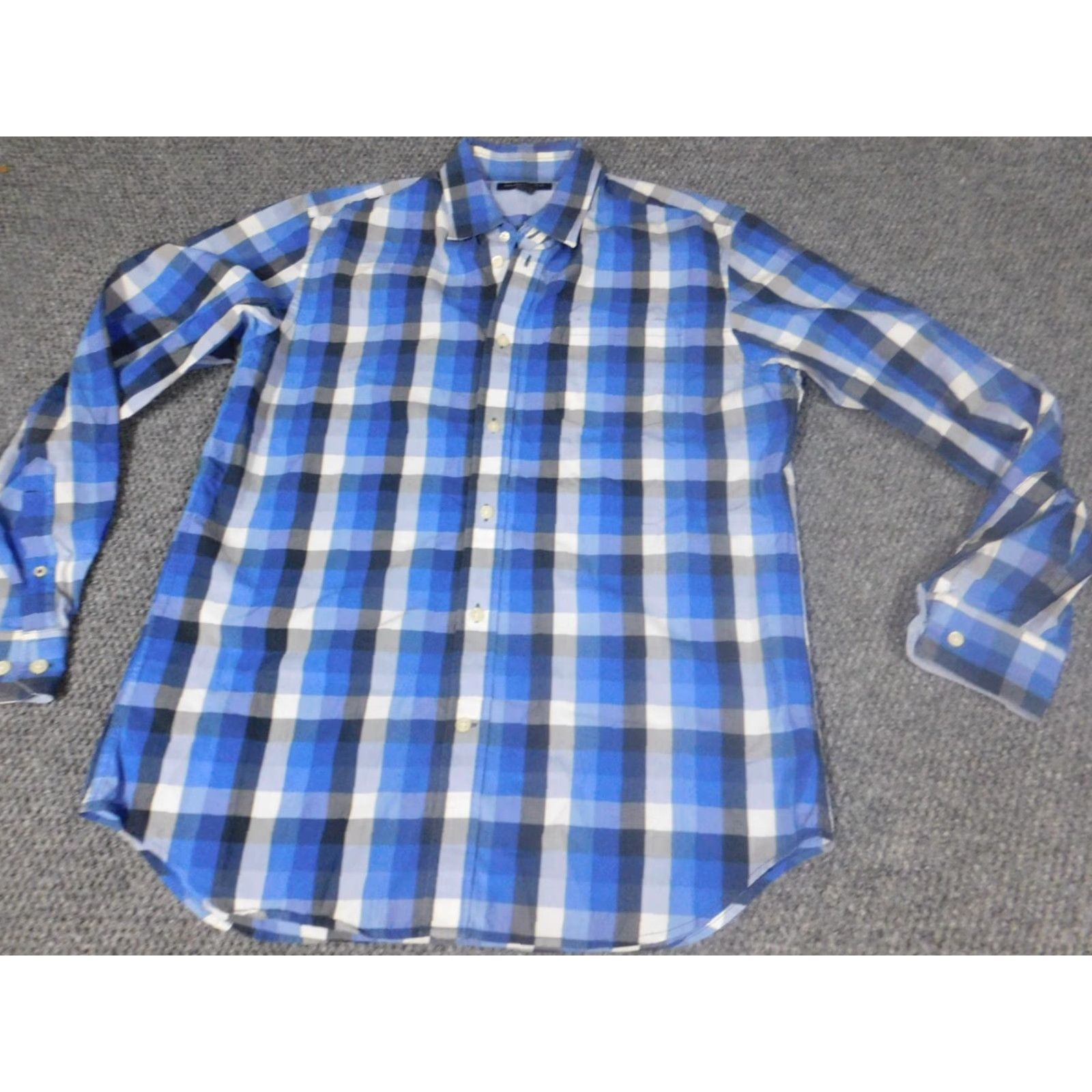 Banana Republic Banana Republic Mens Shirt Long Sleeve Button-Up Collared Blue Plaid Regular M Size US M / EU 48-50 / 2 - 3 Thumbnail