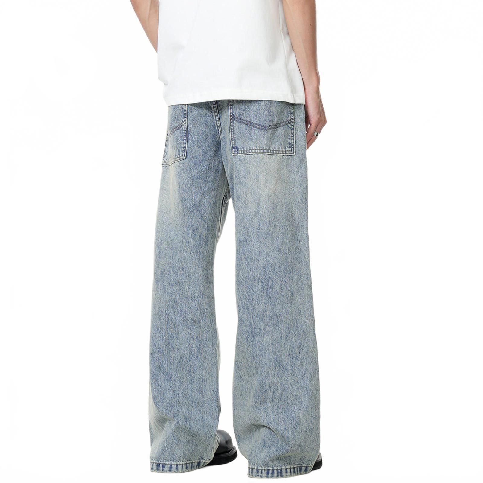 Vintage Whiskered Light Blue Wide Leg Denim Jeans, Flared Jeans Size US 30 / EU 46 - 4 Thumbnail