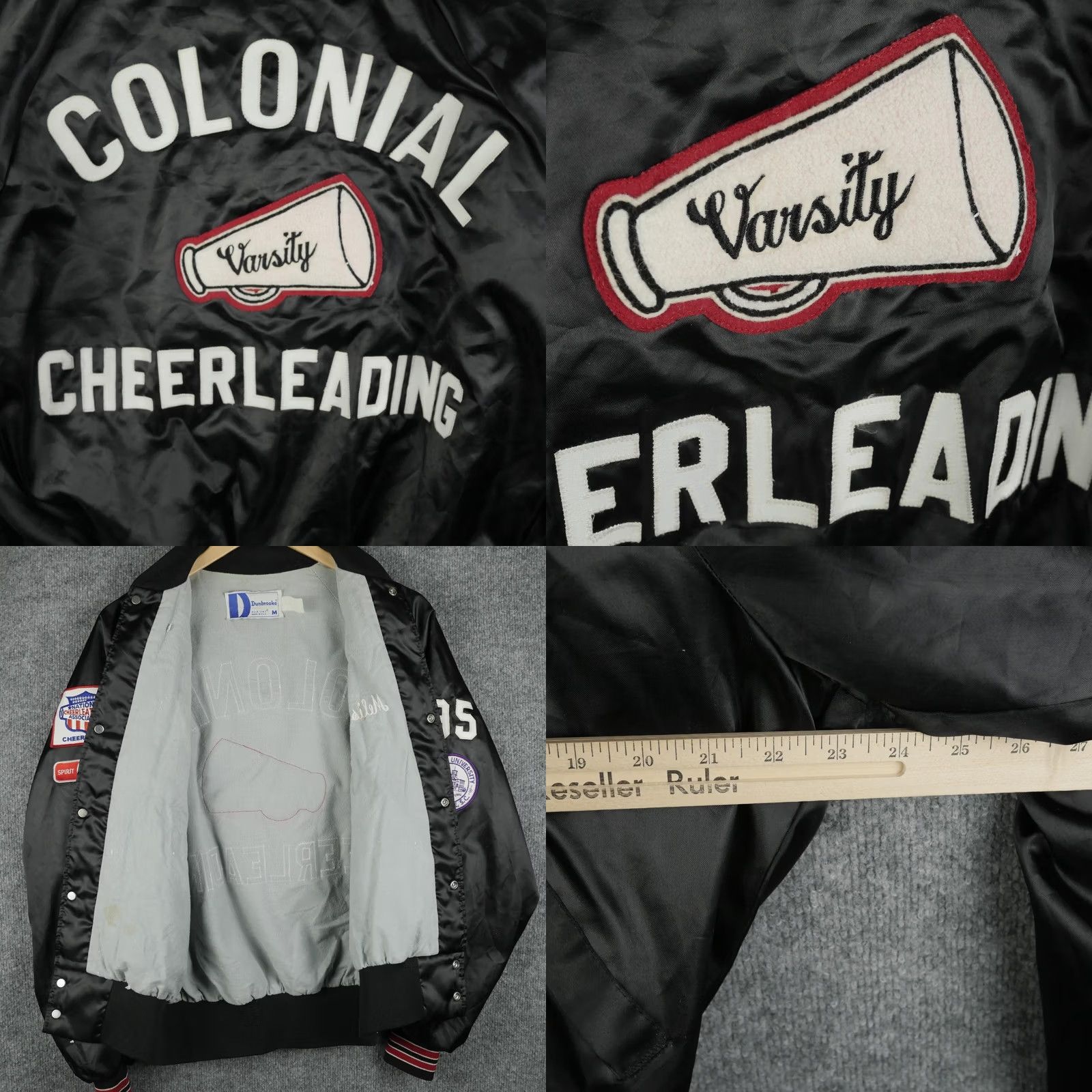 Dunbrooke VINTAGE Dunbrooke Jacket Womens M Satin Colonial Cheerleading Varsity Black 90s Womens Size M / US 6-8 / IT 42-44 - 8 Thumbnail