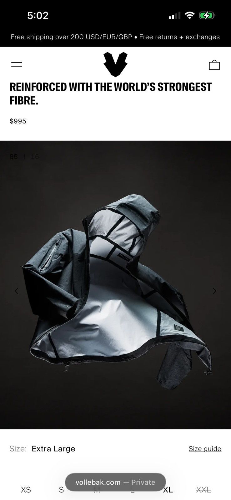 Vollebak Ultra Light Shell with Dyneema Size US XL / EU 56 / 4 - 8 Thumbnail