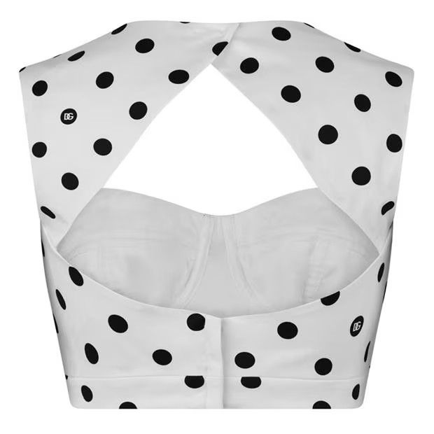 Dolce & Gabbana o1g2r1mq1024 Polka Crop Top in Bianco & Black Size M / US 6-8 / IT 42-44 - 2 Thumbnail
