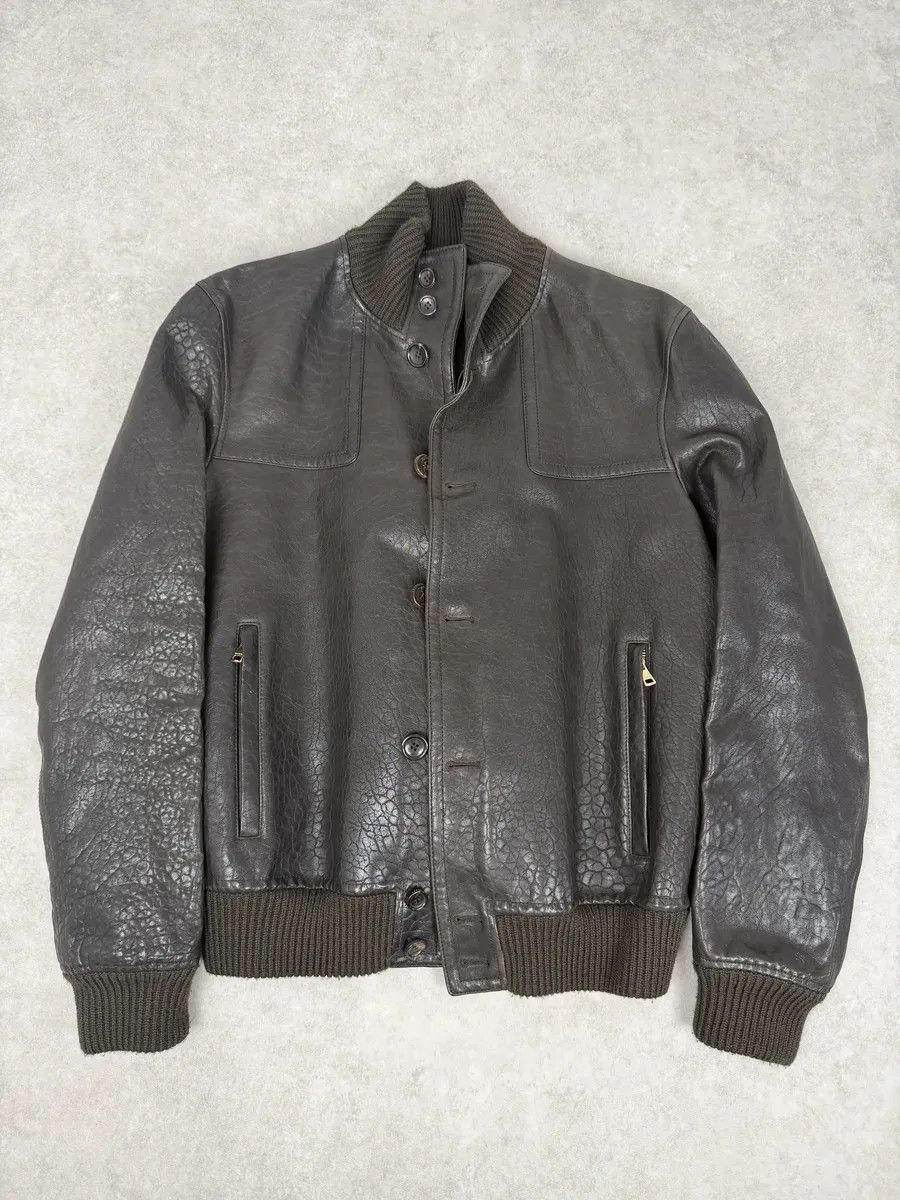 Gucci AW2011 Gucci Brown Buttoned Grained Leather Jacket Size US M / EU 48-50 / 2 - 5 Thumbnail
