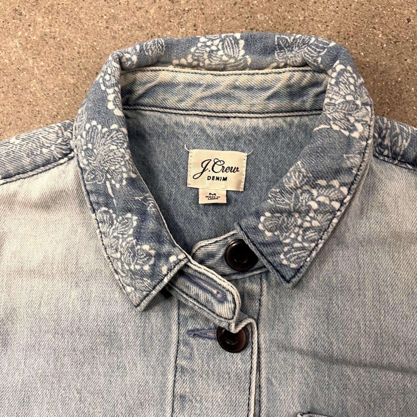 J.Crew J.CREW Denim Jacket Women Medium Blue Paisley Collared Hemp Blend Size M / US 6-8 / IT 42-44 - 2 Thumbnail