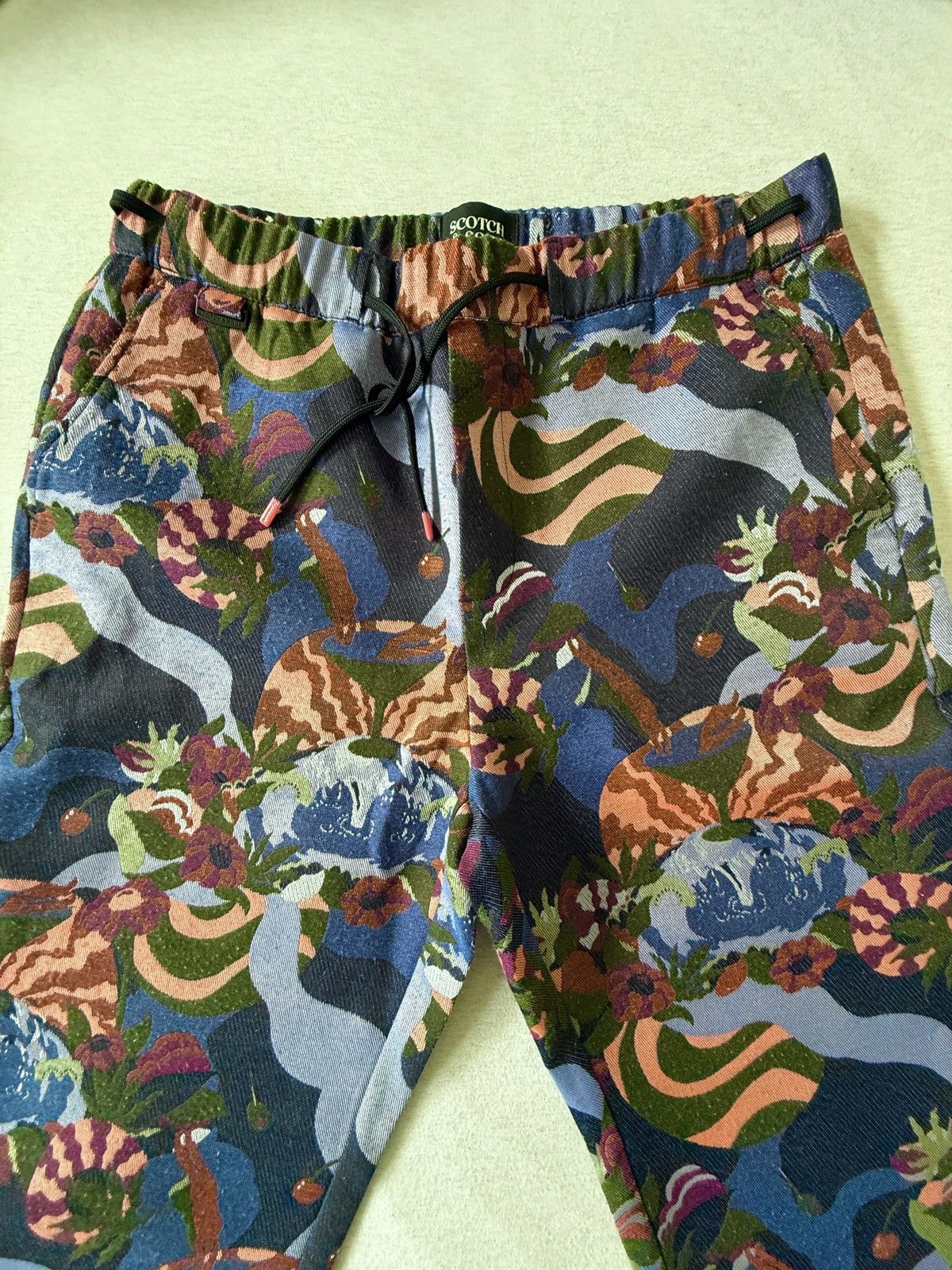 Scotch & Soda Jacquard Tapered Trousers – Abstract Motif, Structured Fit Size US 33 - 4 Thumbnail