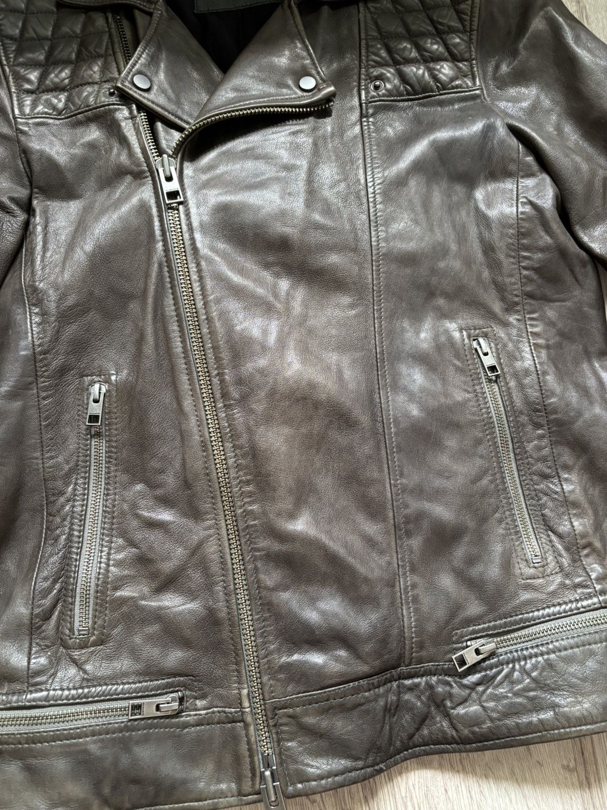 Allsaints AllSaints Conroy Leather Biker Jacket Men Size S Brown Moto Size US S / EU 44-46 / 1 - 6 Thumbnail