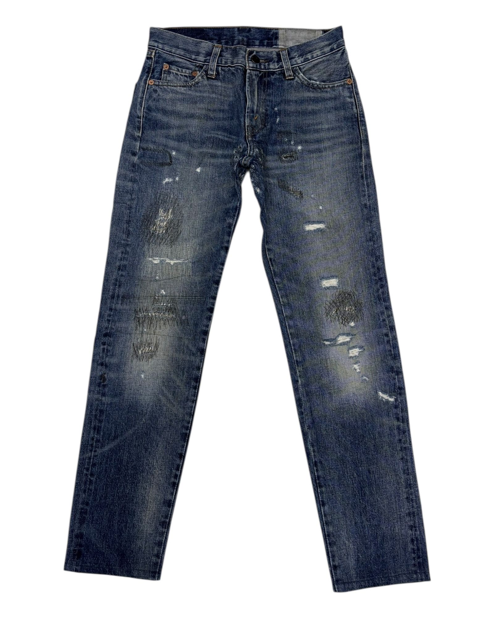 Levi's VINTAGE LEVIS 505 BIG E SELVEDGE DISTRESSED DENIM JEAN Size 27" / US 4 / IT 40 - 8 Thumbnail