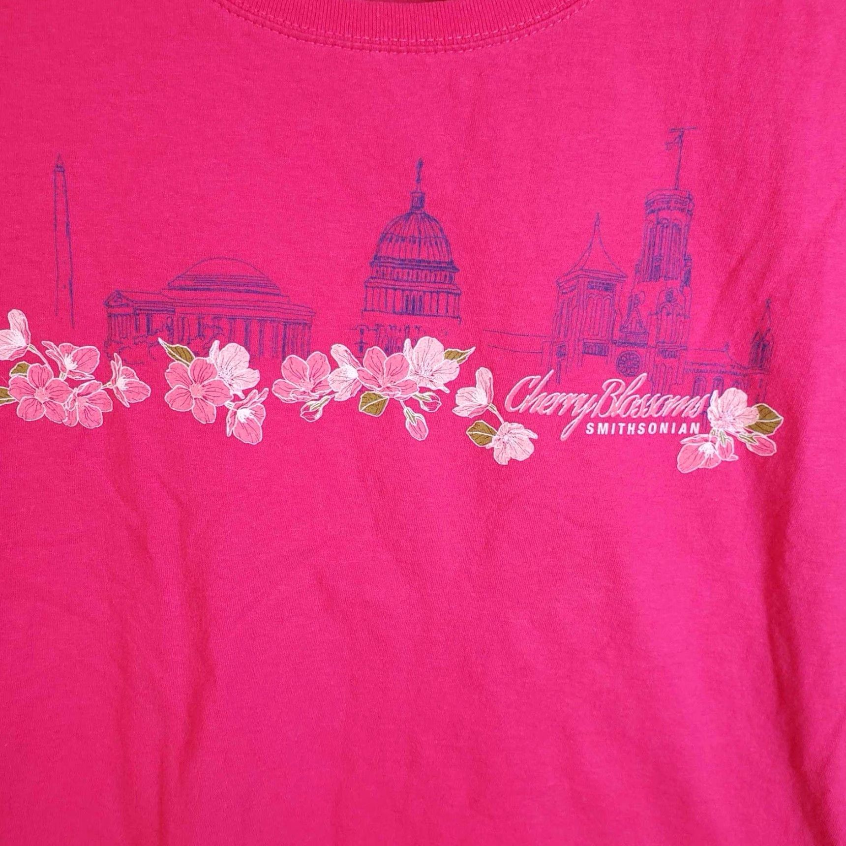 Pinko VINTAGE Smithsonian Institution T-Shirt Women Small Magenta Pink Cherry Blossoms Floral Shirt Size S / US 4 / IT 40 - 6 Thumbnail