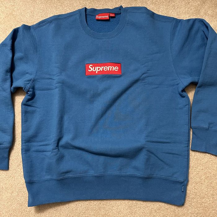 Supreme box discount logo crewneck blue