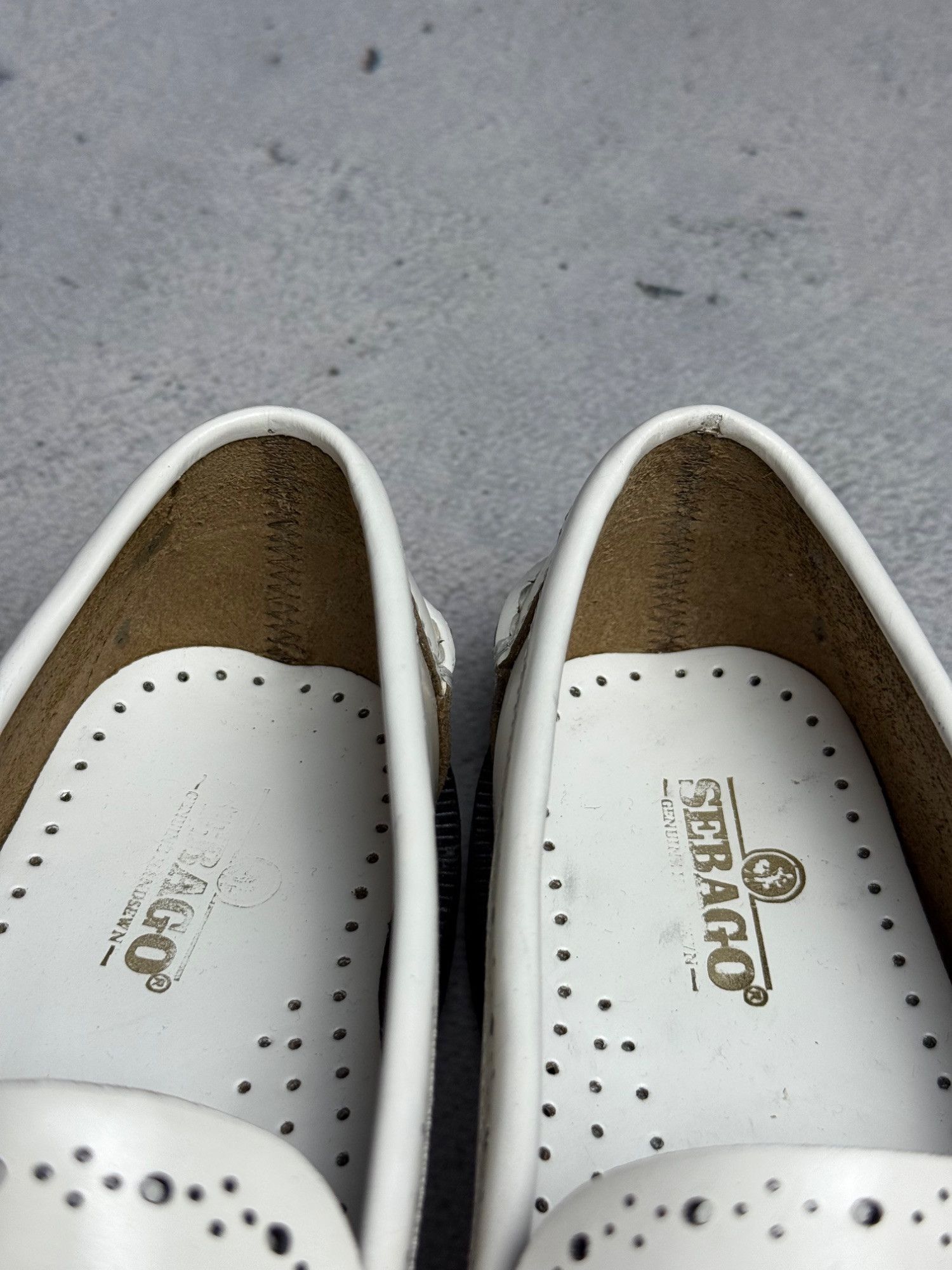 Sebago Sebago Womens Vintage White Leather Loafers With Perforated Size US 7 / IT 37 - 6 Thumbnail