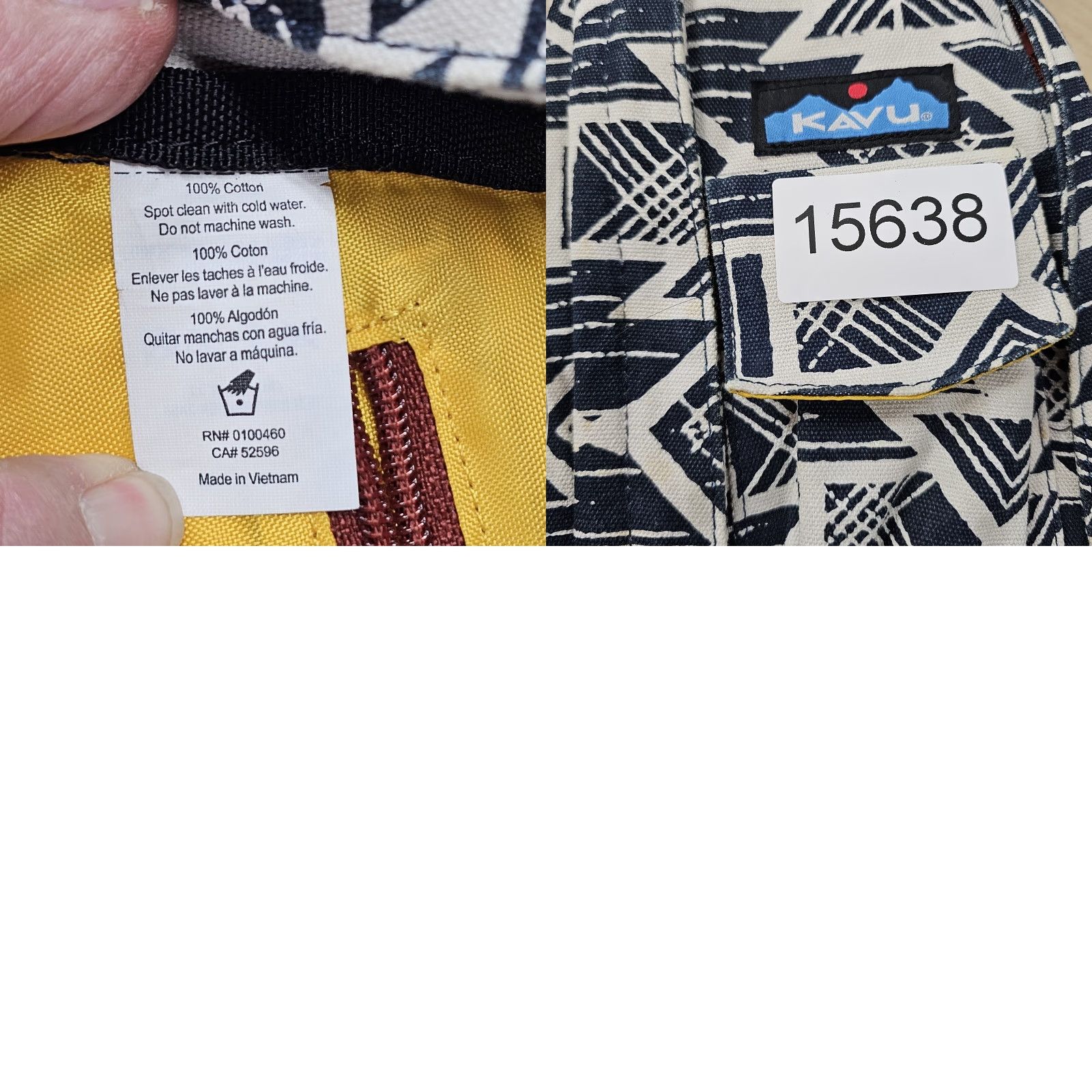 KAVU KAVU Rope Sling Bag Black Beige AZTEC Geometric TRIBAL Shoulder Backpack, Canvas, Cotton, Crossbody Strap, Adjustable, Medium, Men, Vintage: No Size ONE SIZE - 10 Thumbnail