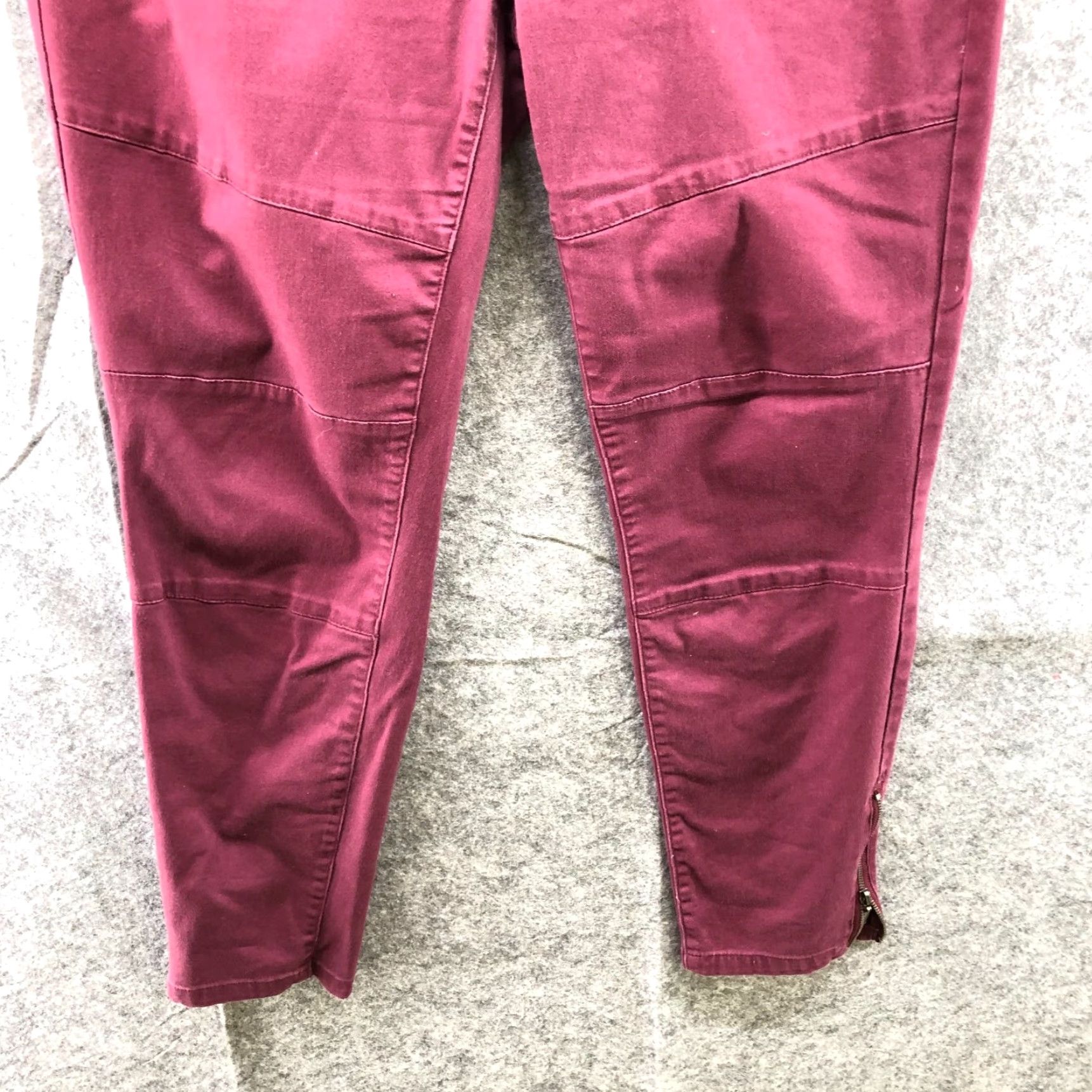 Vintage Tinsel Skinny Chino Pants Womens 31 Burgundy Red Ankle Zip Mid Rise Casual Punk Size 24" / US 00 / IT 34 - 4 Thumbnail
