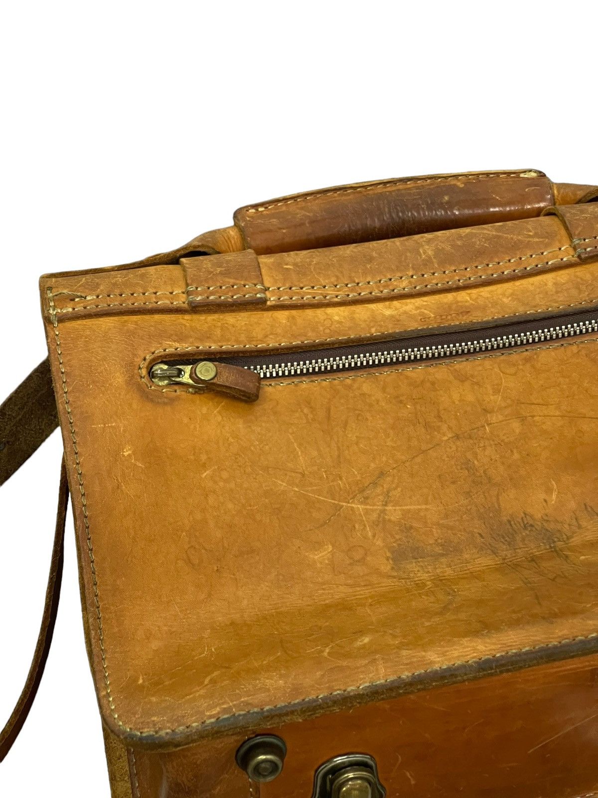 Genuine Leather Full Leather Patina Vtg Herz Japan Handmade Satchel Bag 1🟩 Size ONE SIZE - 16 Thumbnail