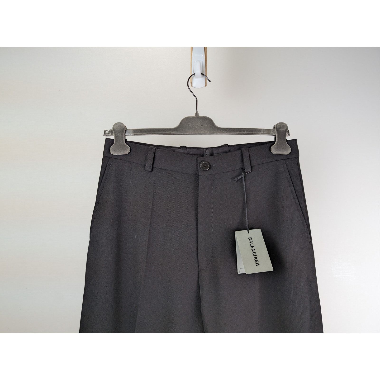 Balenciaga o1rshd1 Unisex Dry Wool Twill Tailored Pants in Black Size US 30 / EU 46 - 3 Thumbnail