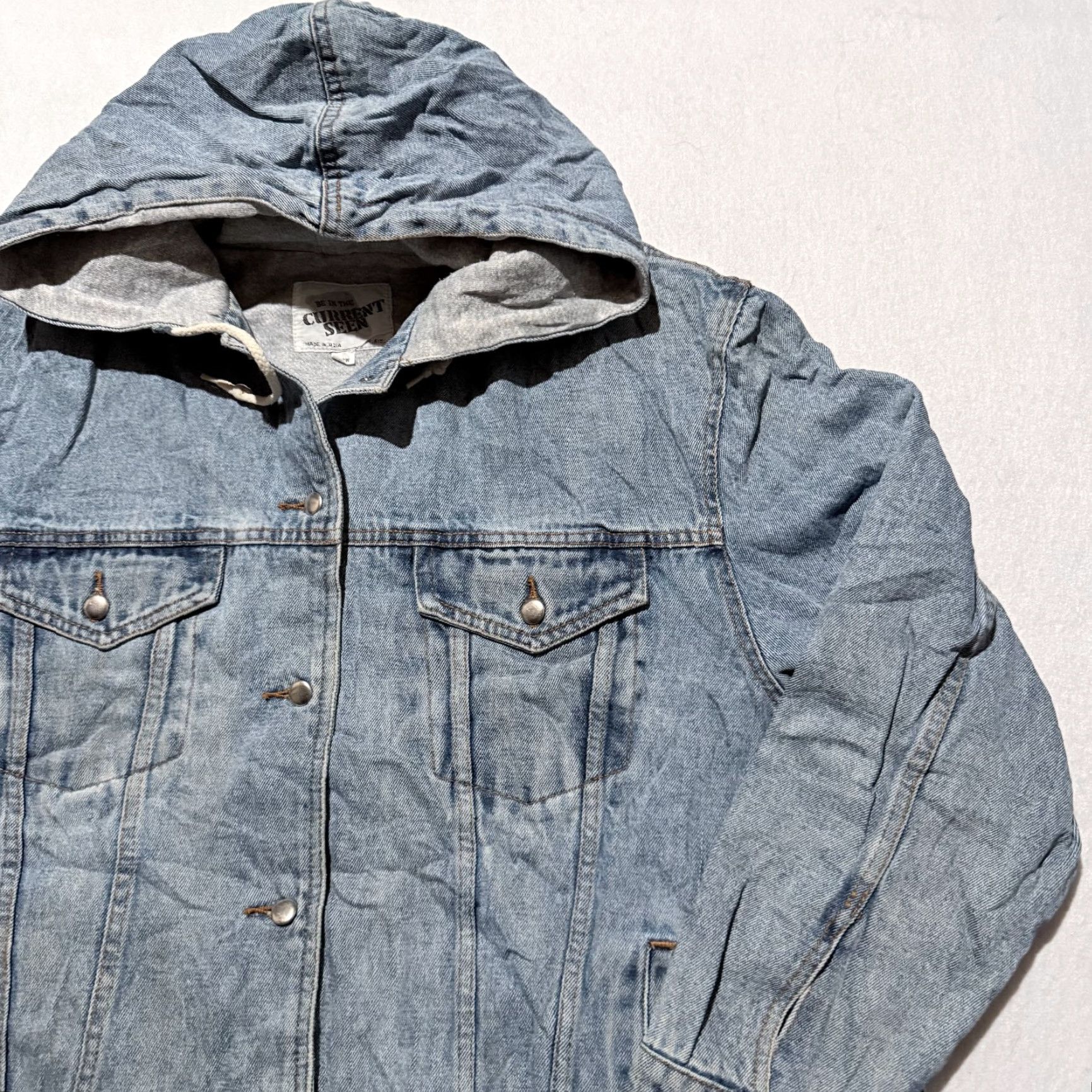 Vintage Vintage Current Seen Trucker Jacket Women's Blue Light Wash Denim Hooded - 22W Size 3XL / US 20-22 - 3 Thumbnail
